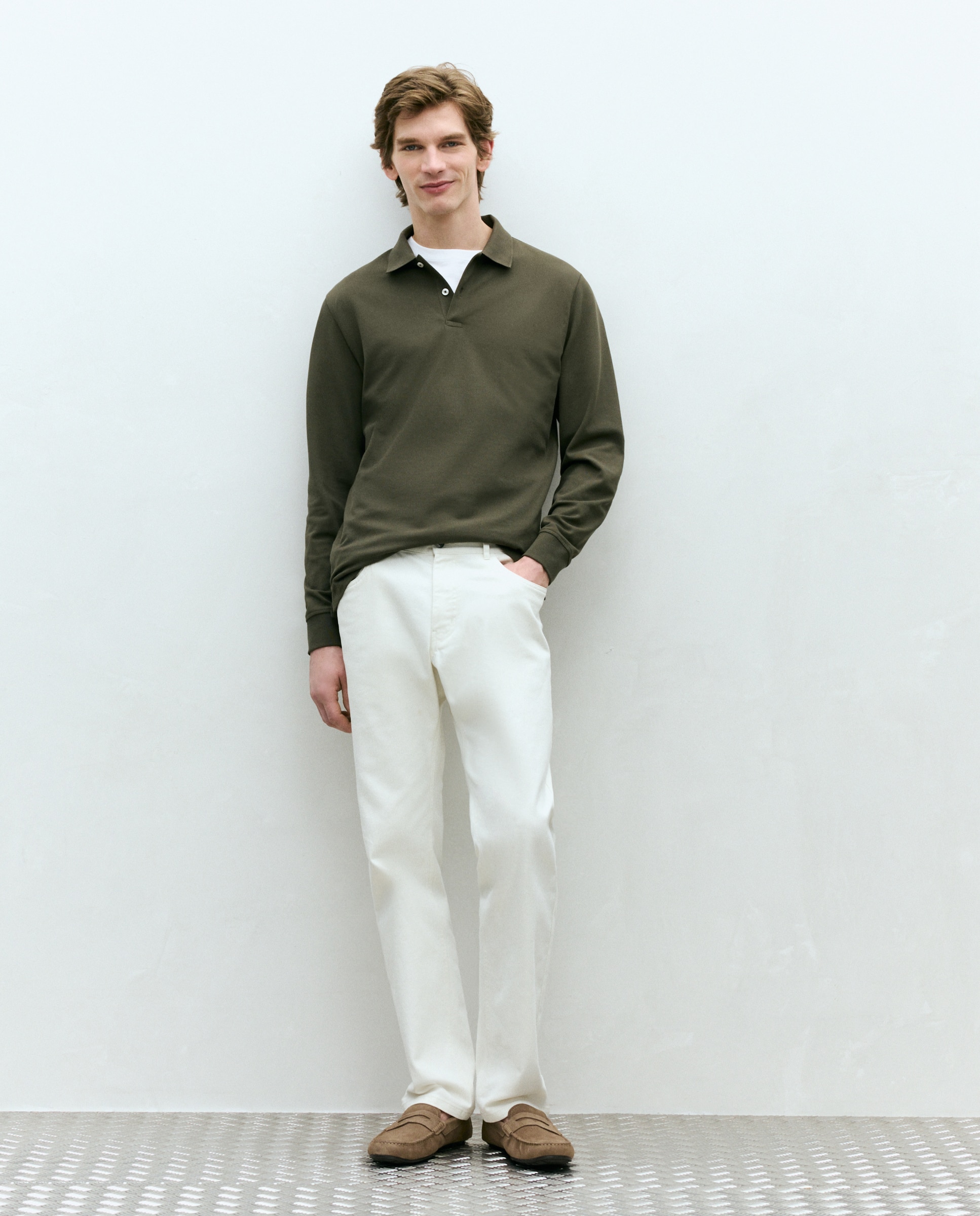 Polo Piqué com Manga Comprida Verde-2