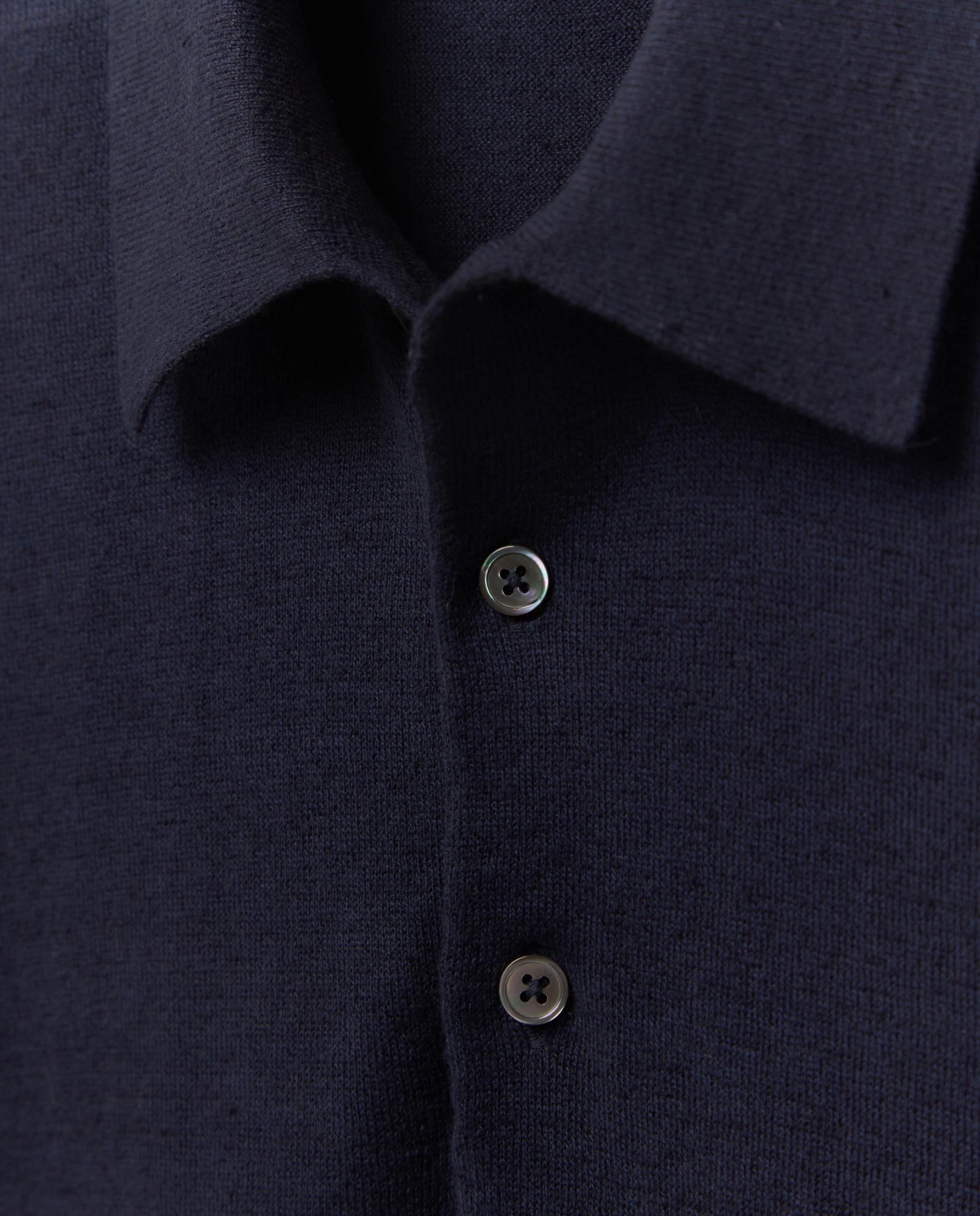 Camisola de Malha Lisa de Algodão e Linho com Colarinho de Polo e Manga Curta Azul-marinho-6