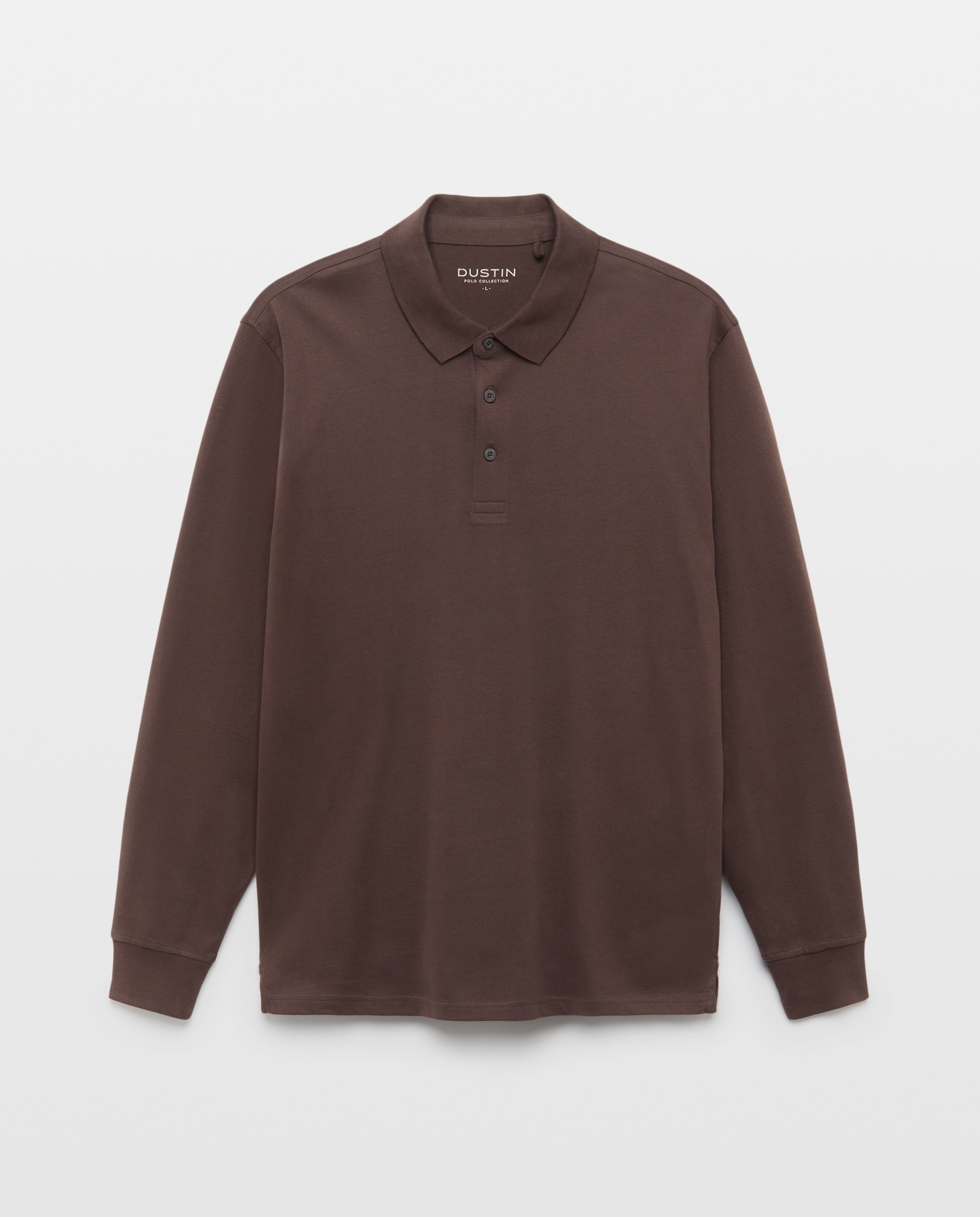 Polo manga larga liso perchado 100% algodón de hombre - Dustin - Marrón Marrón-1