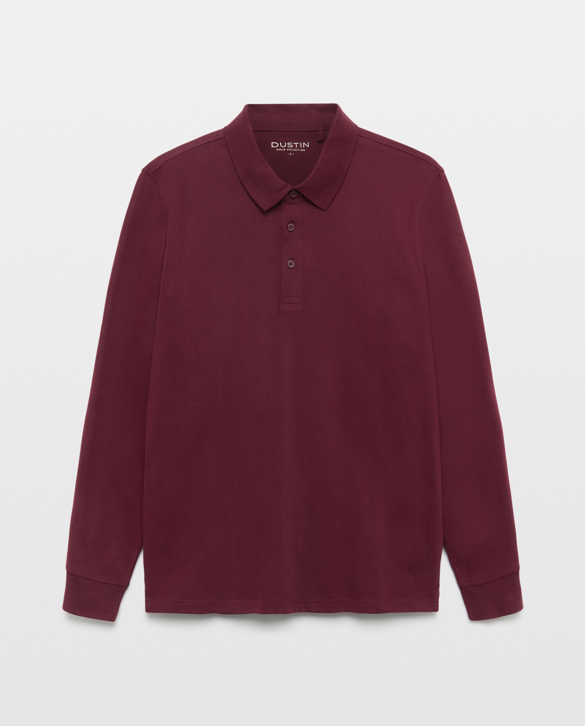 Polo manga larga liso perchado 100% algodón de hombre - Dustin - Burdeos Burdeos-1
