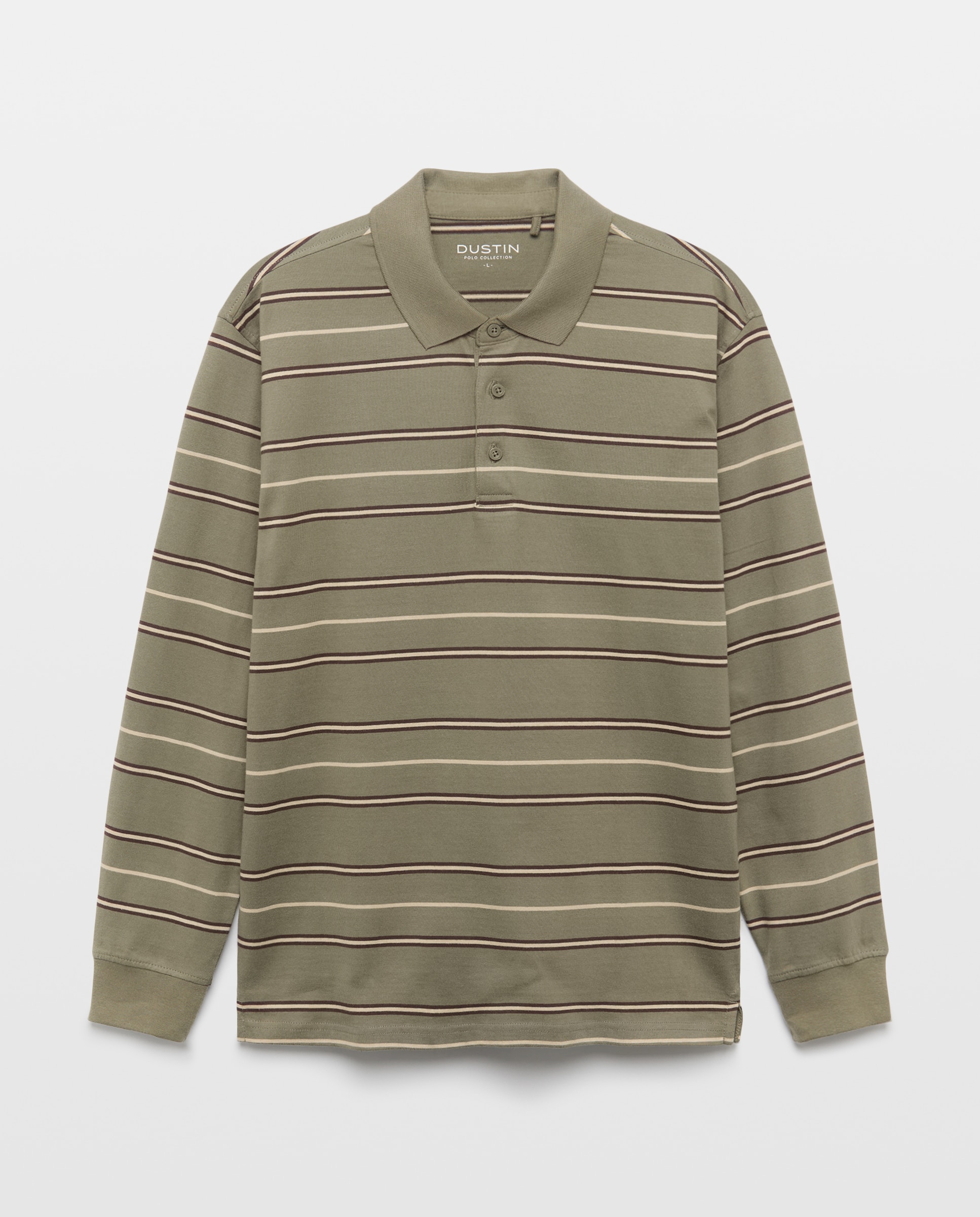 Polo manga larga rayas perchado 100% algodón de hombre - Dustin - Verde Verde-4