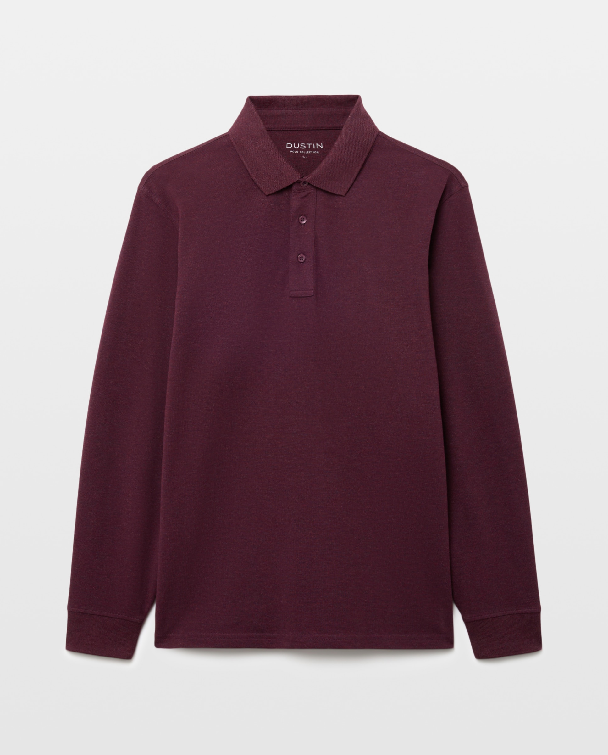 Polo manga larga pique melange 100% algodón de hombre - Dustin - Burdeos Burdeos-4