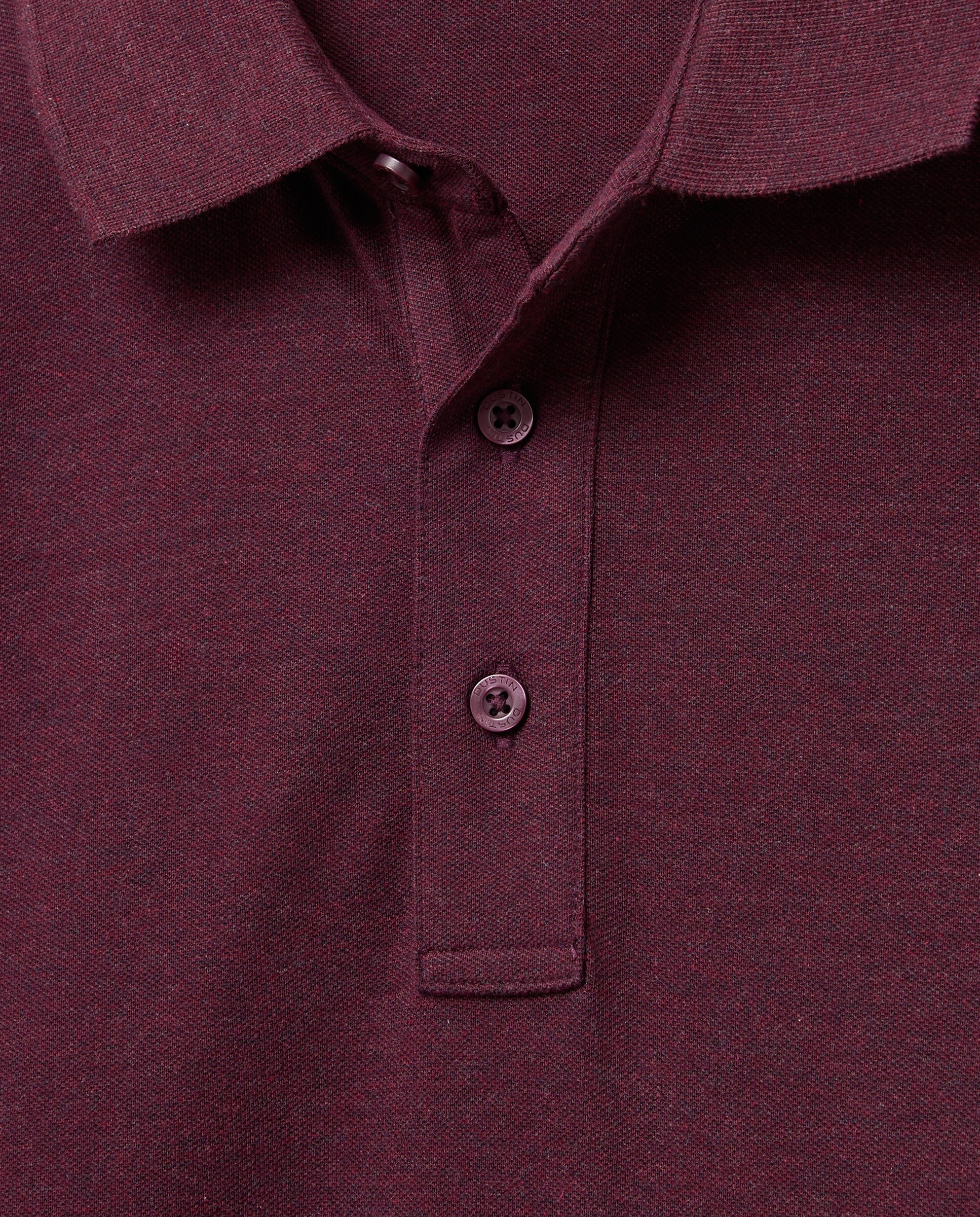 Polo manga larga pique melange 100% algodón de hombre - Dustin - Burdeos Burdeos-5