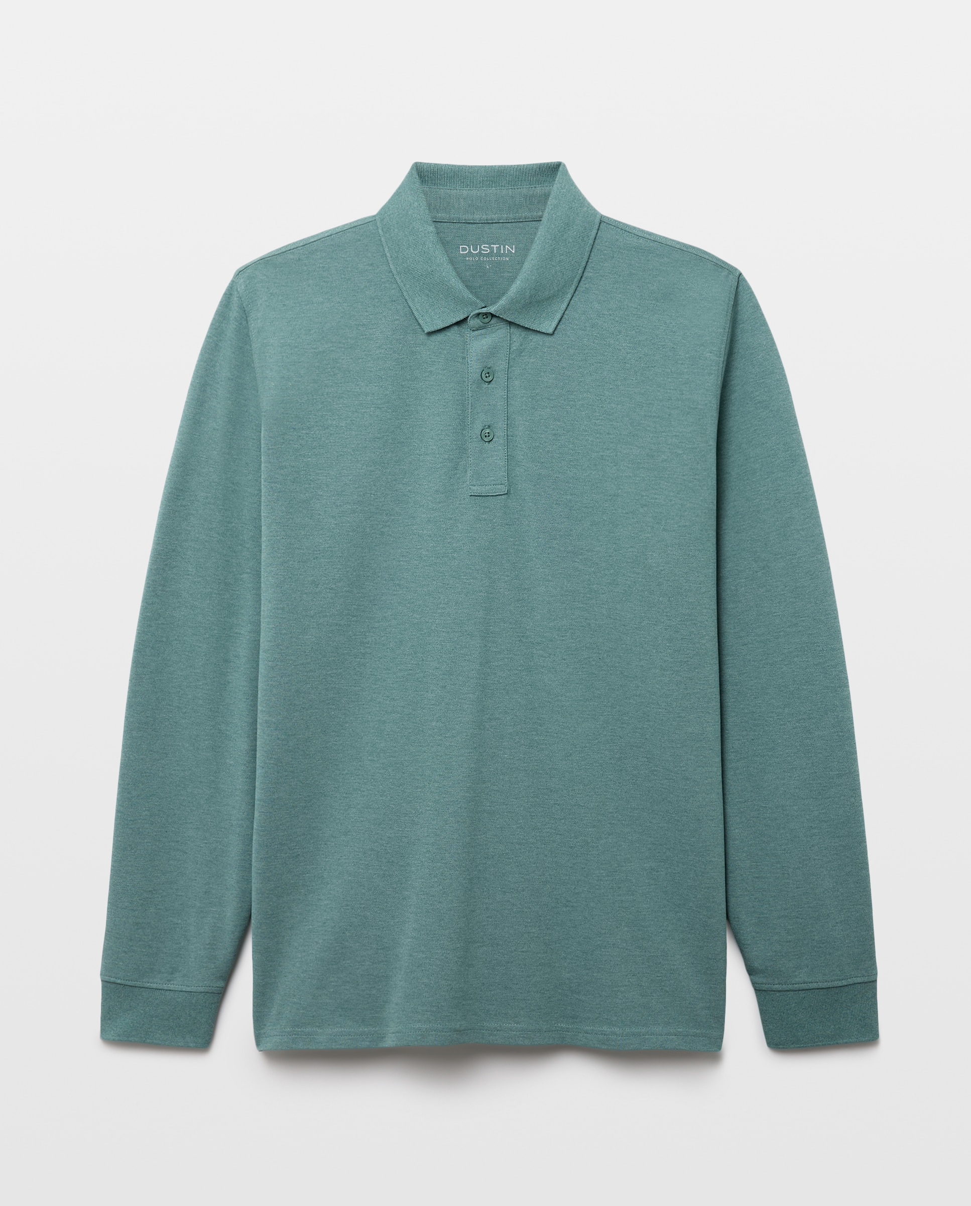 Polo manga larga pique melange 100% algodón de hombre - Dustin - Verde claro Verde claro-4