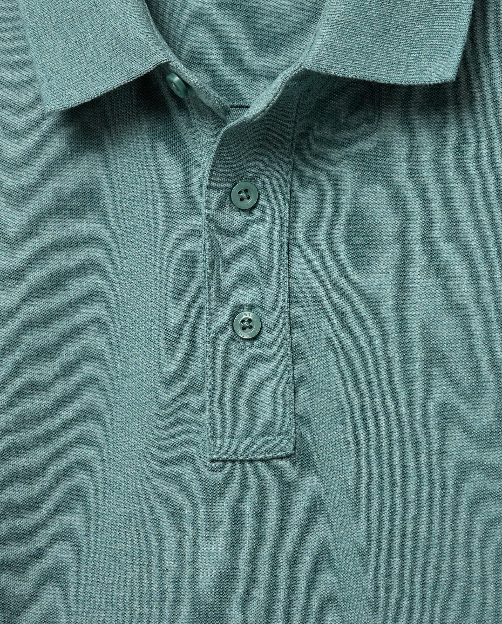 Polo manga larga pique melange 100% algodón de hombre - Dustin - Verde claro Verde claro-5