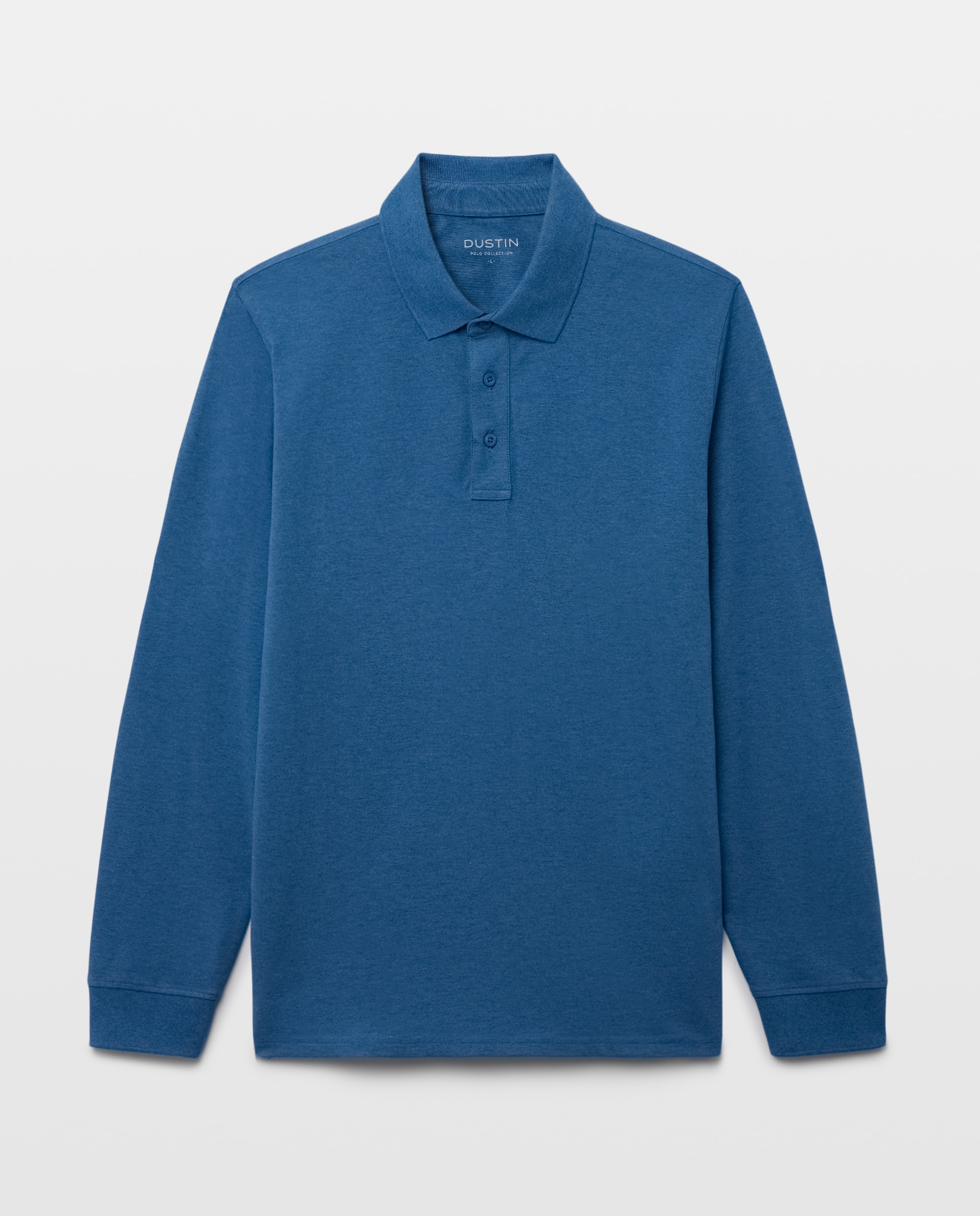 Polo manga larga pique melange 100% algodón de hombre - Dustin - Azulón Azulón-4