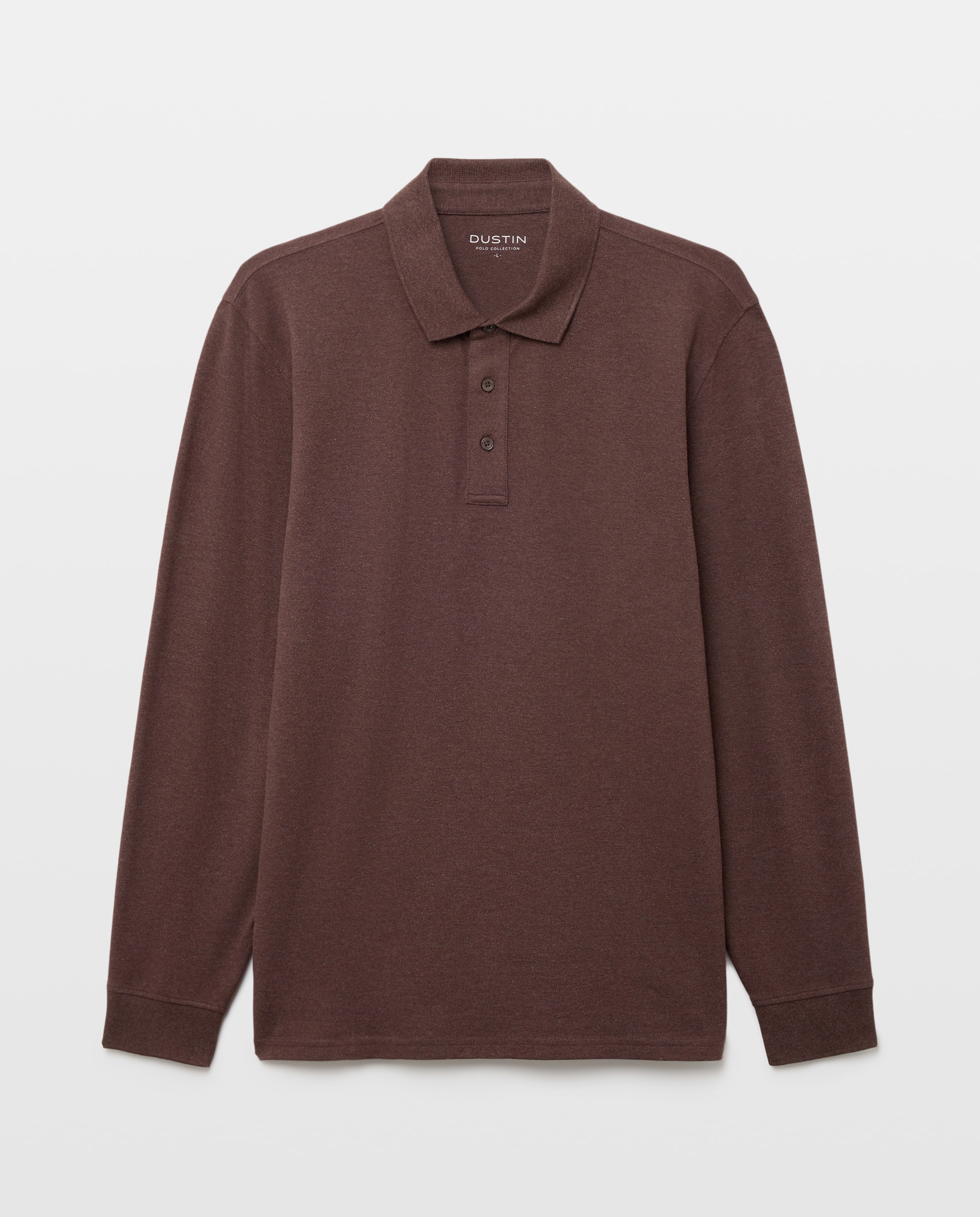 Polo manga larga pique melange 100% algodón de hombre - Dustin - Marrón Marrón-4