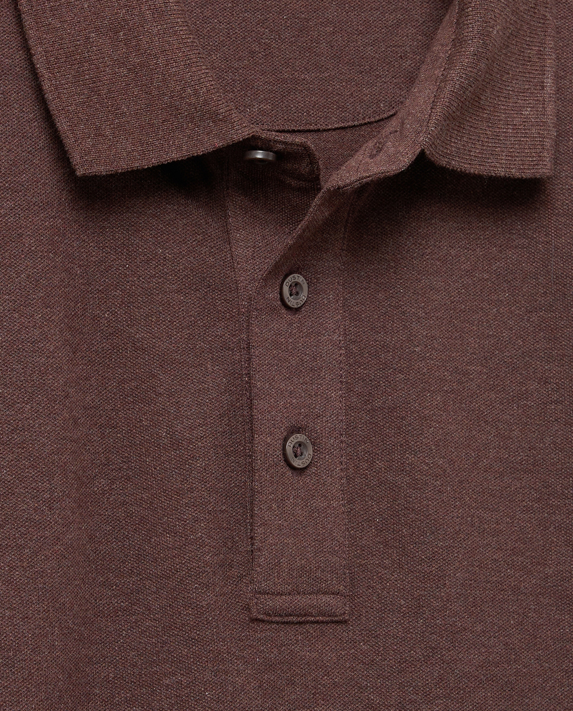 Polo manga larga pique melange 100% algodón de hombre - Dustin - Marrón Marrón-5