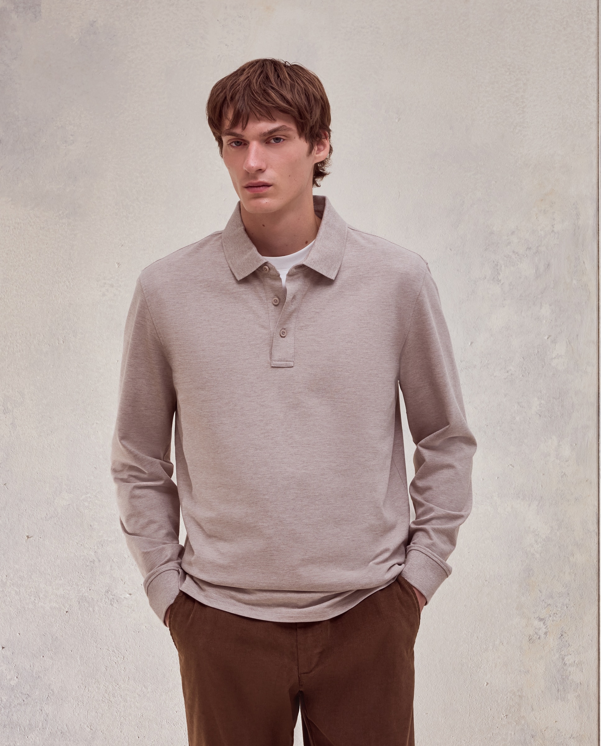 Imagen 0 de Polo basico manga larga hombre Beige