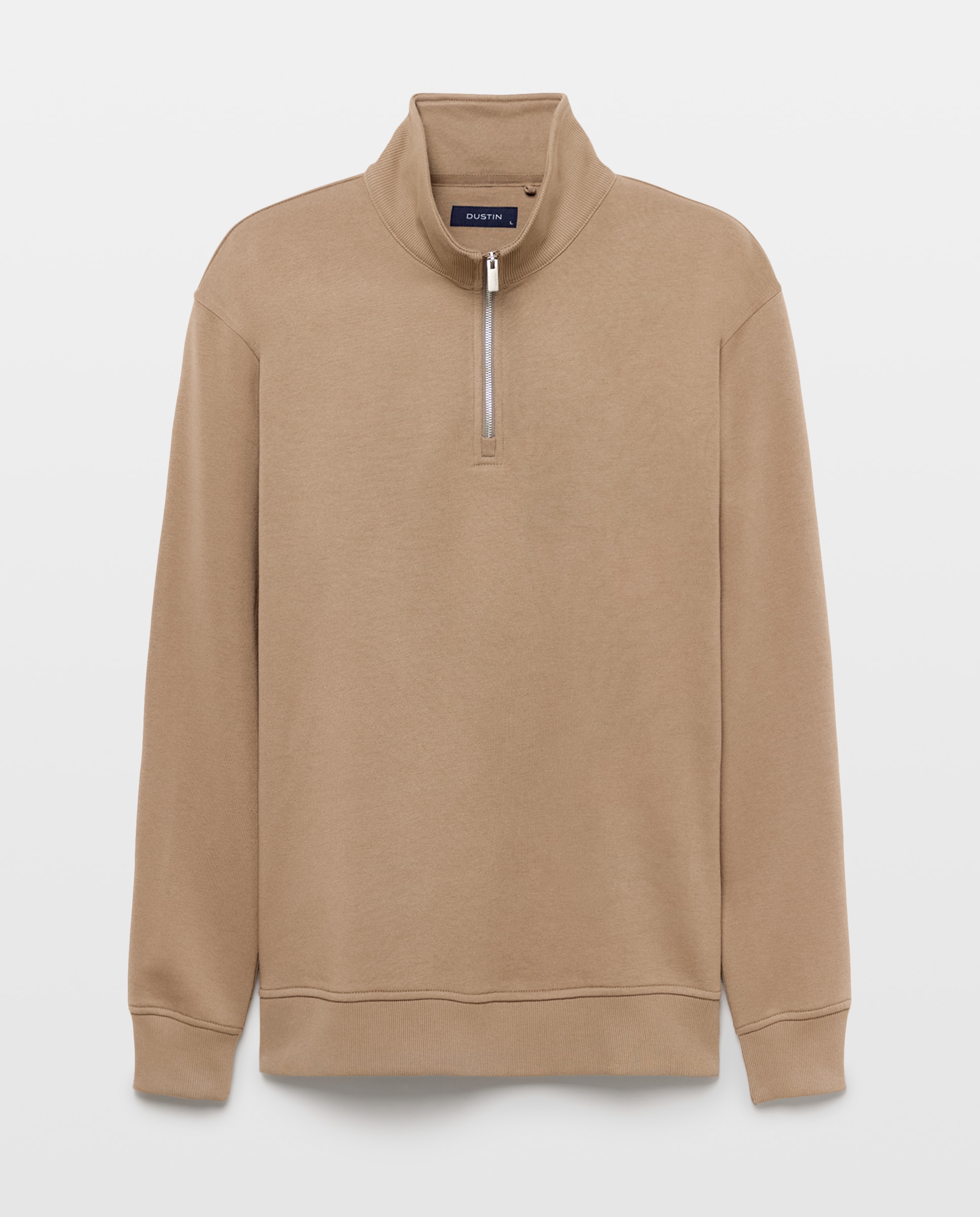 Sudadera media cremallera lisa algodón - Dustin - poliester de hombre - Beige Beige-4