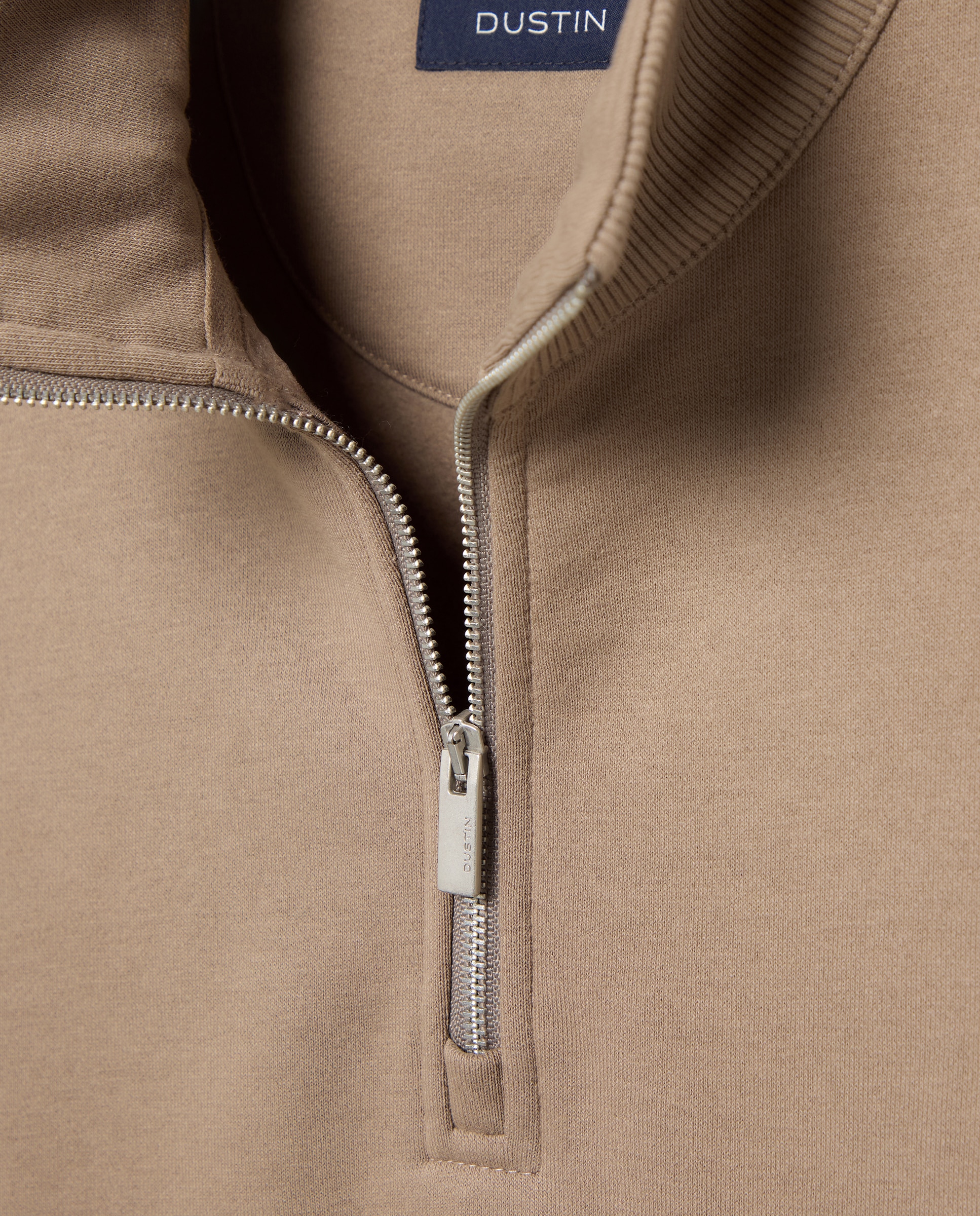 Sudadera media cremallera lisa algodón - Dustin - poliester de hombre - Beige Beige-5