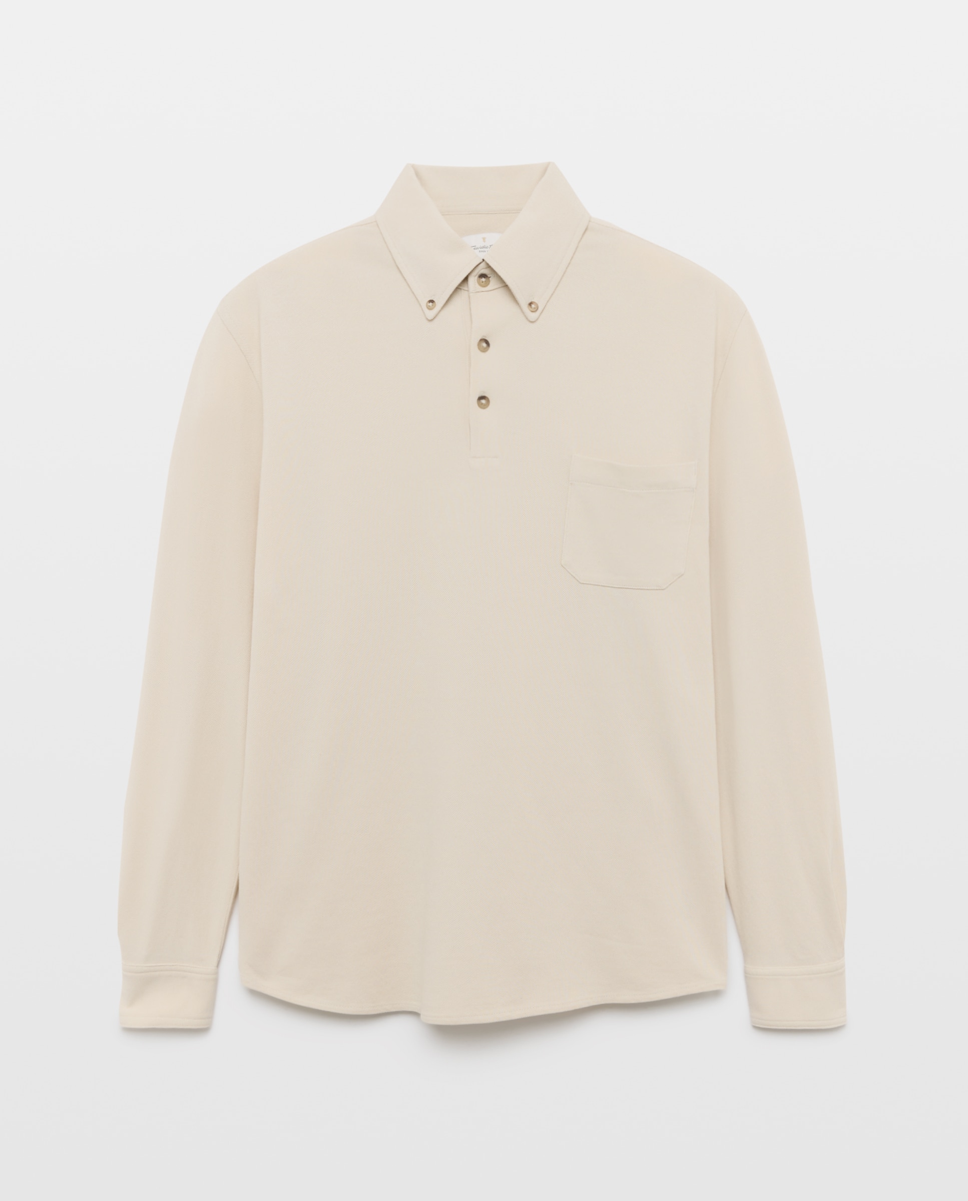 Polo Piqué com Manga Comprida Liso Cru-4