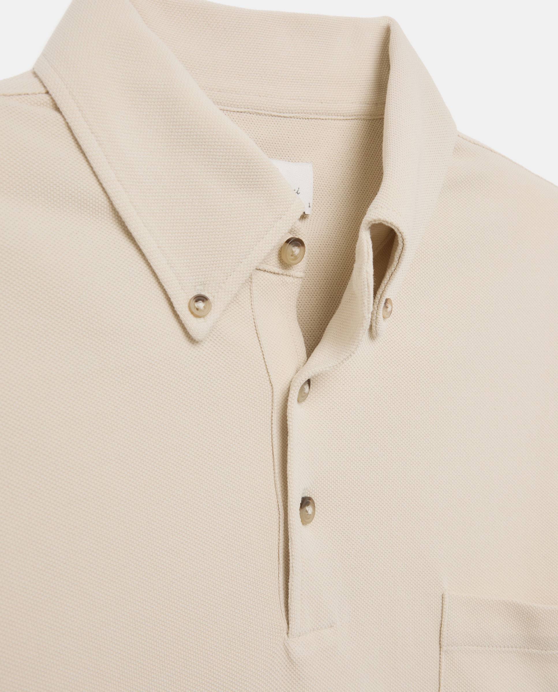 Polo Piqué com Manga Comprida Liso Cru-5