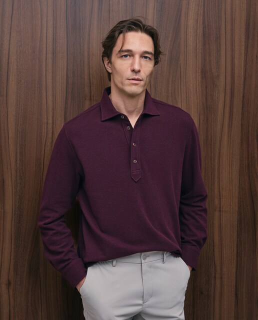 Polo pique de hombre liso melange con bolsillo pecho