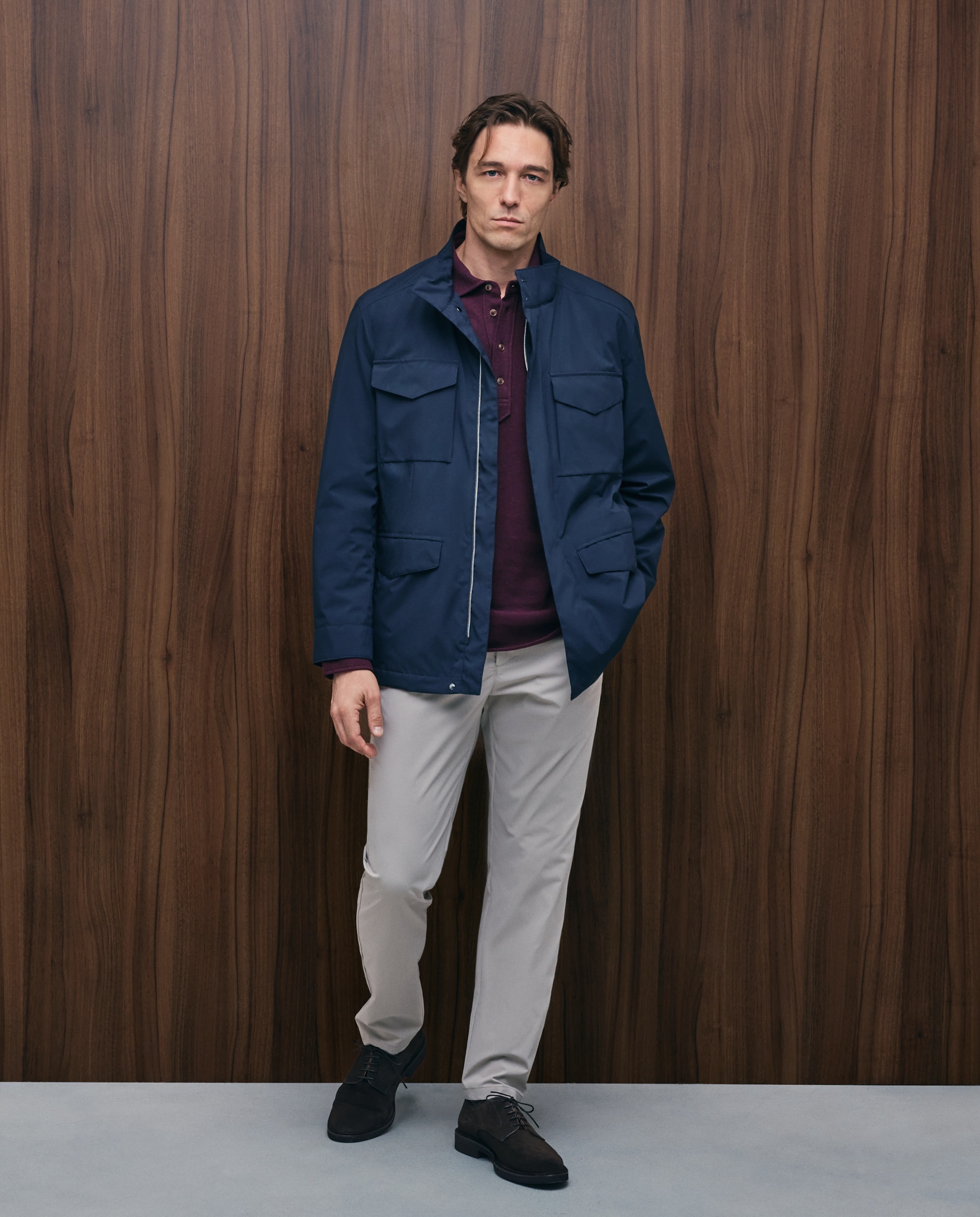Polo Piqué Liso Melange com Bolso no Peito Bordeaux-2