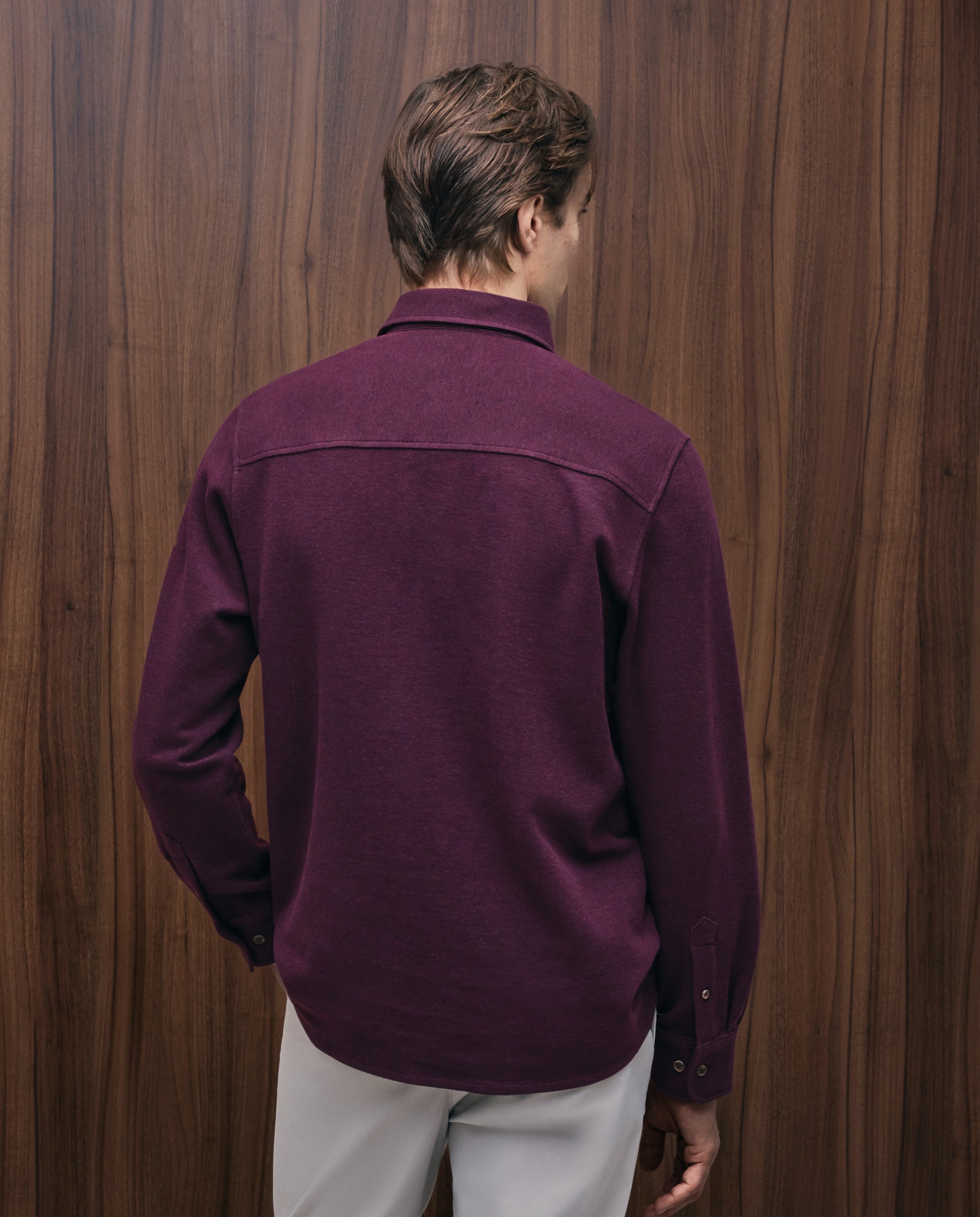 Polo Piqué Liso Melange com Bolso no Peito Bordeaux-3