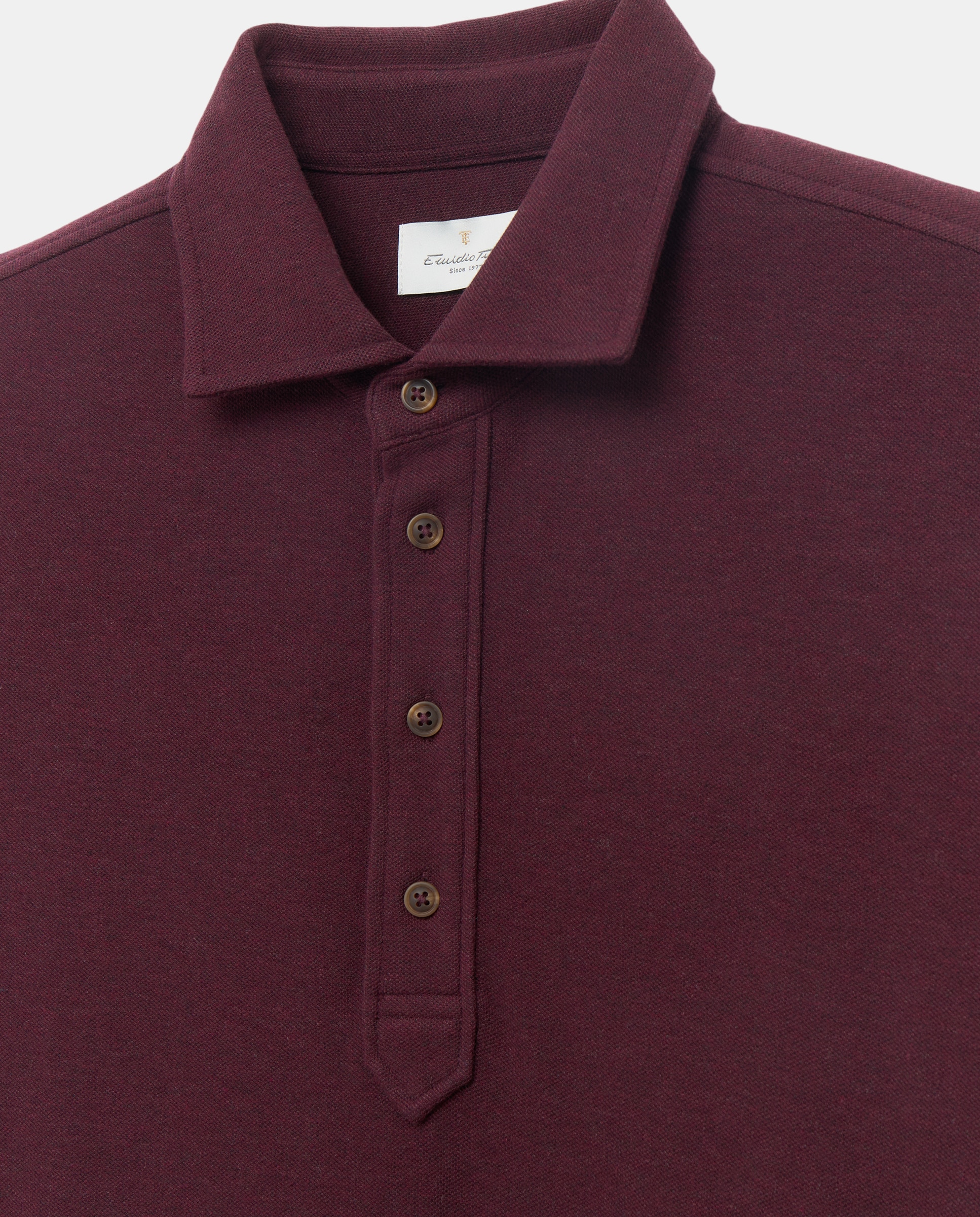 Polo Piqué Liso Melange com Bolso no Peito Bordeaux-5
