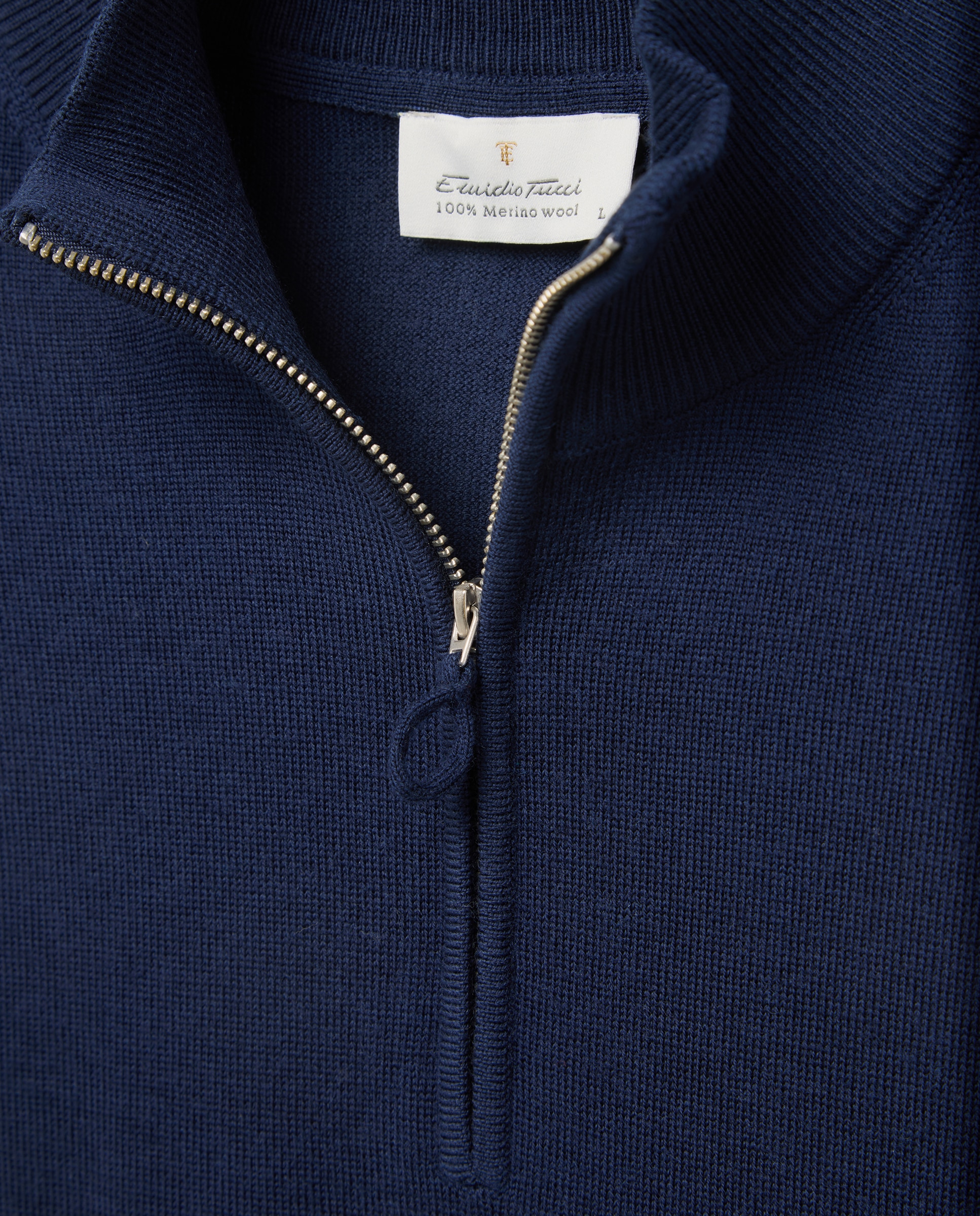 Jersey cuello semicisne lavable 100% lana merino de hombre - Emidio Tucci - Azul marino Azul marino-5