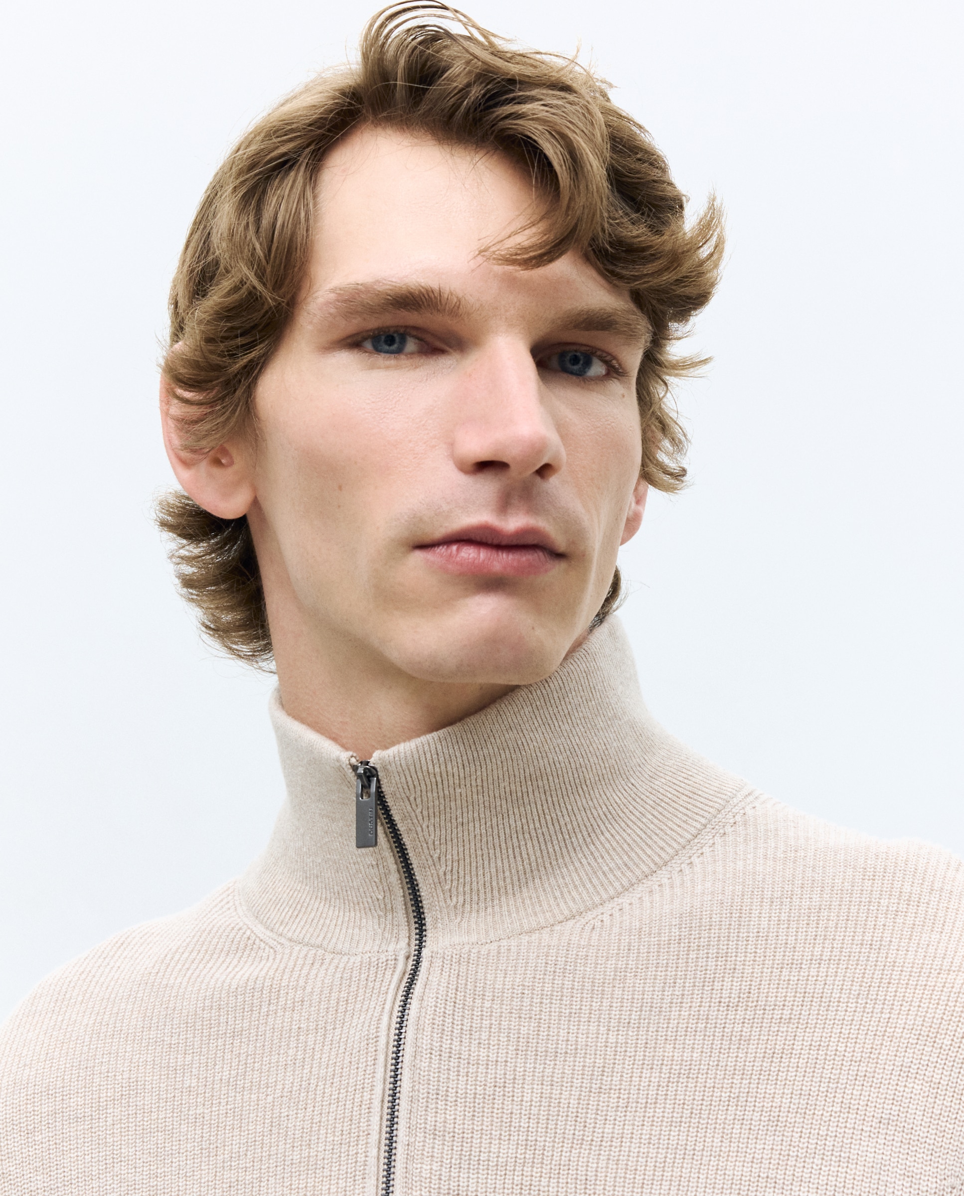 Suéter cremallera rayas hombre - Dustin - Azul marino Beige-3