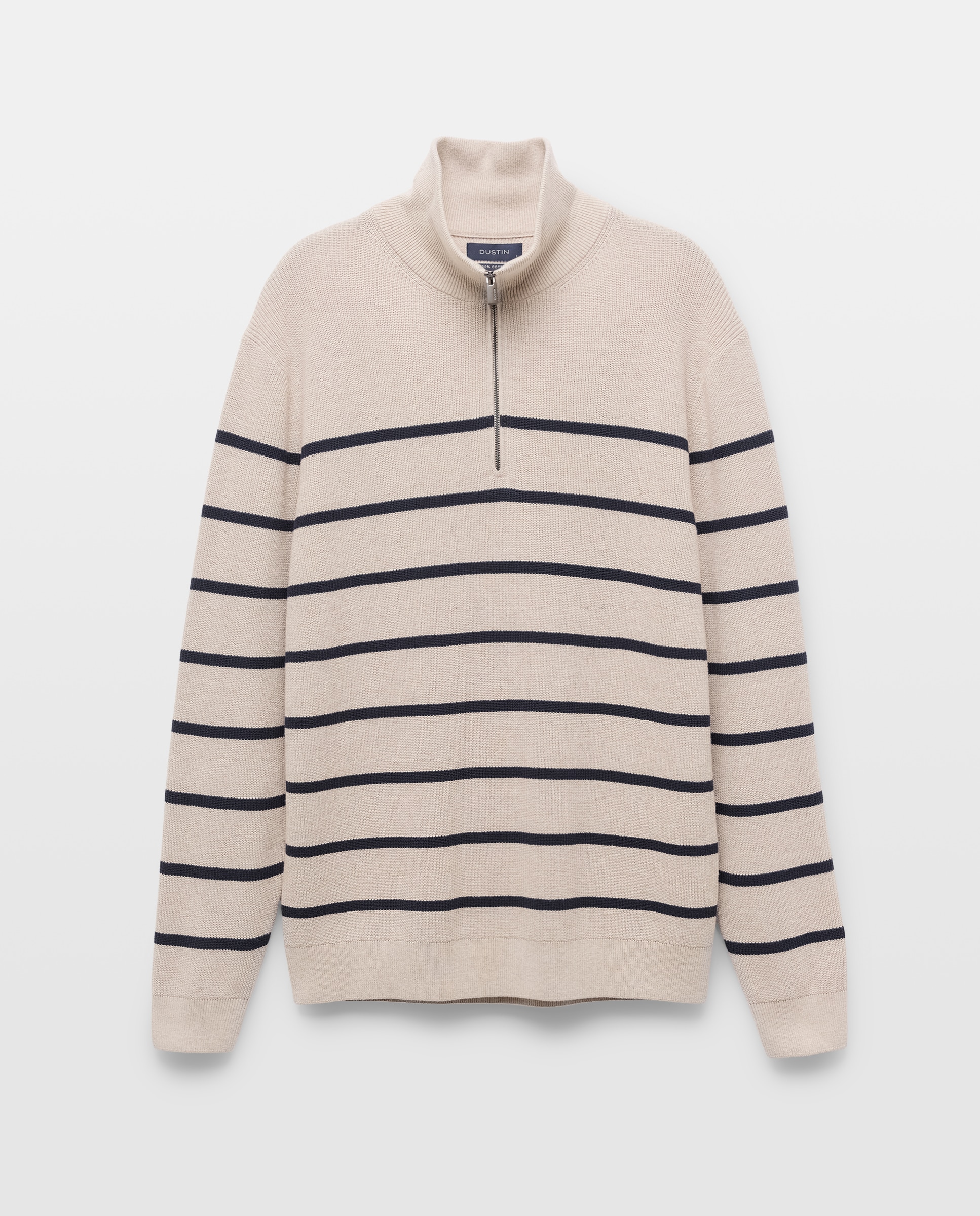 Suéter cremallera rayas hombre - Dustin - Azul marino Beige-5