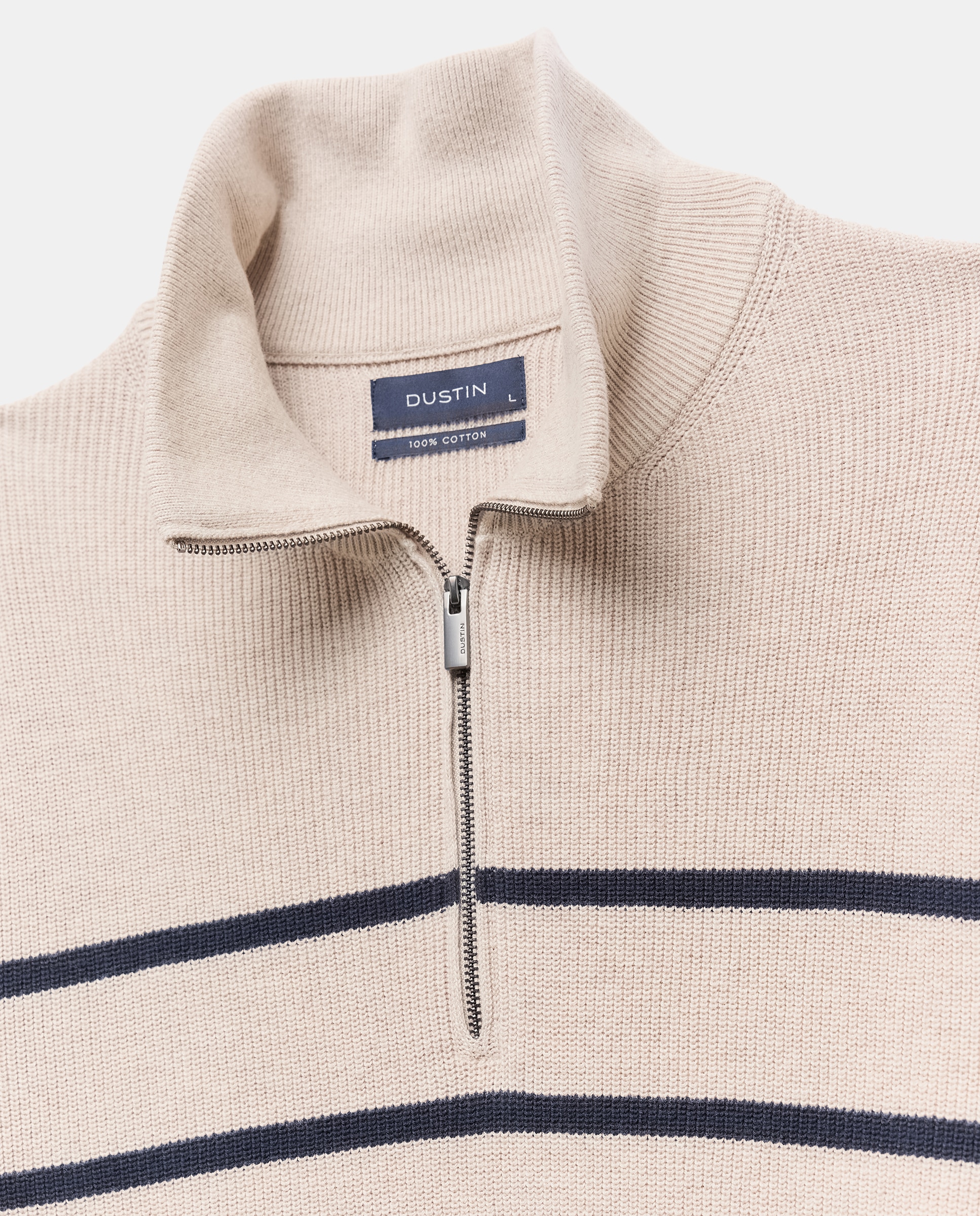 Suéter cremallera rayas hombre - Dustin - Azul marino Beige-6