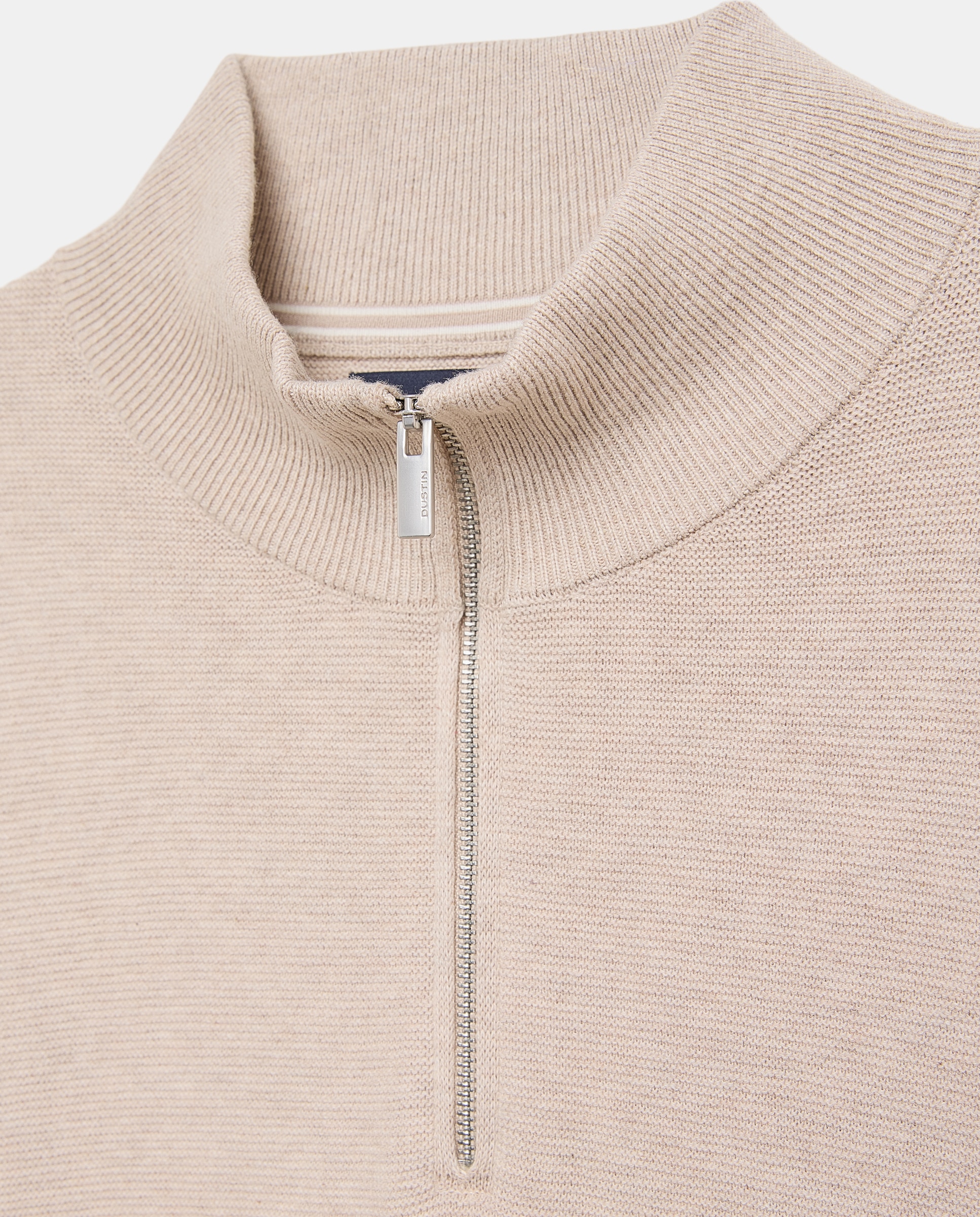 Camisola com Meio Fecho de Correr Bege-5