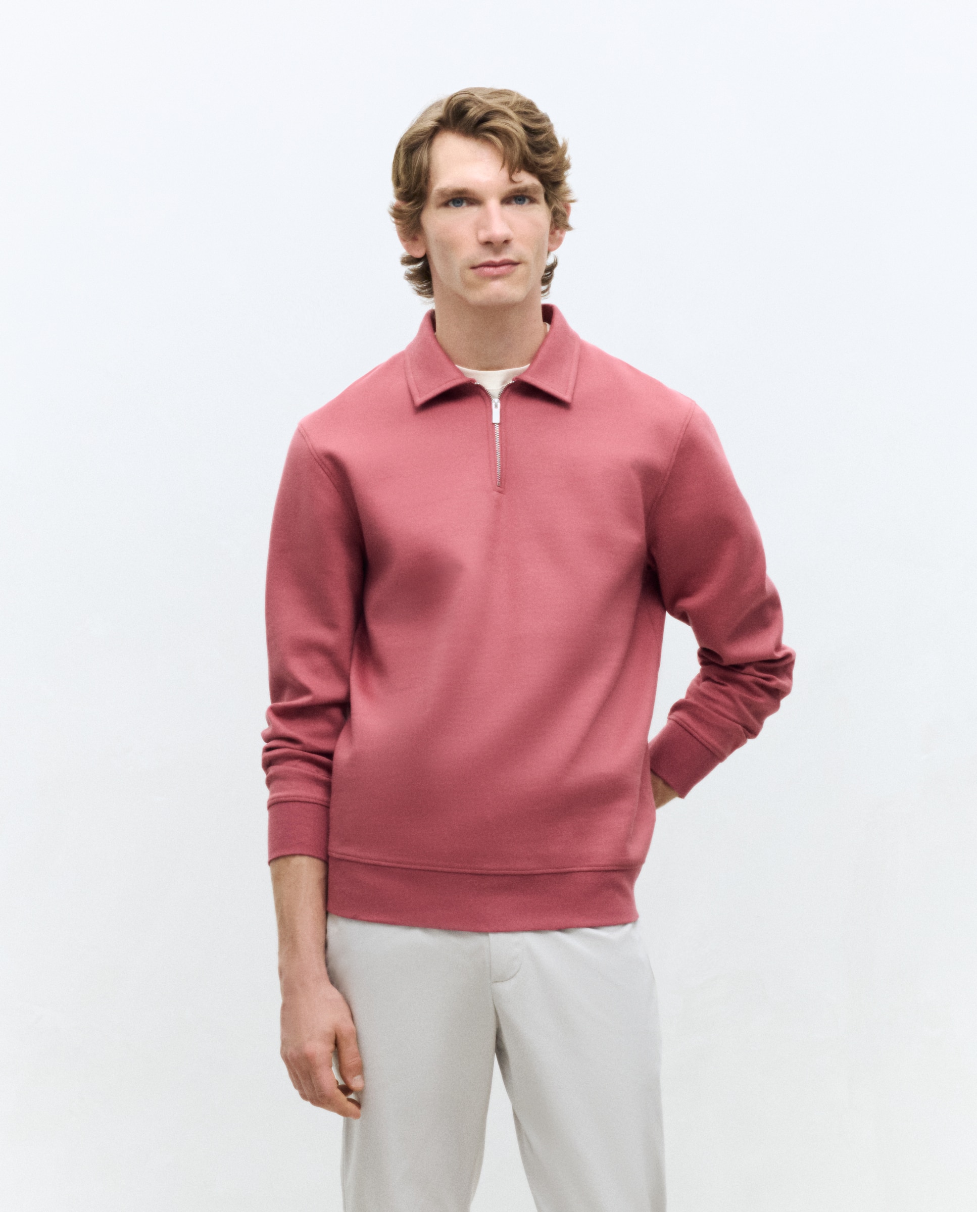 Sudadera cuello polo hombre. - Dustin - Fucsia Fucsia-2