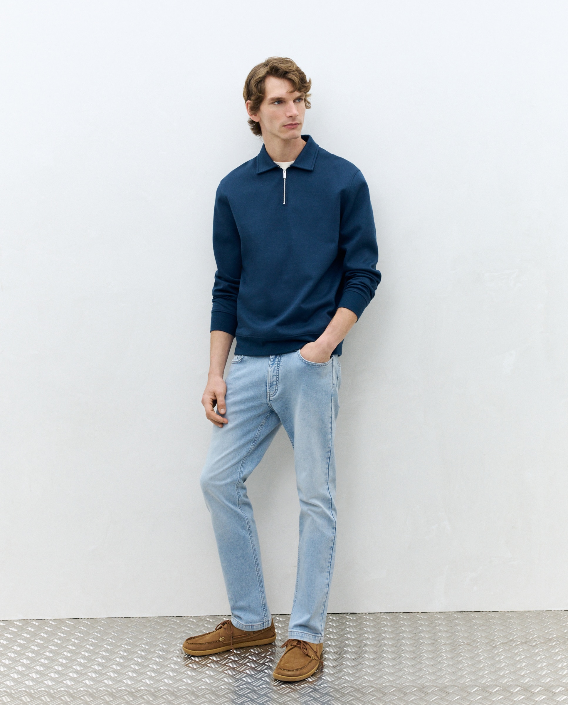 Sudadera cuello polo hombre. - Dustin - Azul marino Azul marino-3