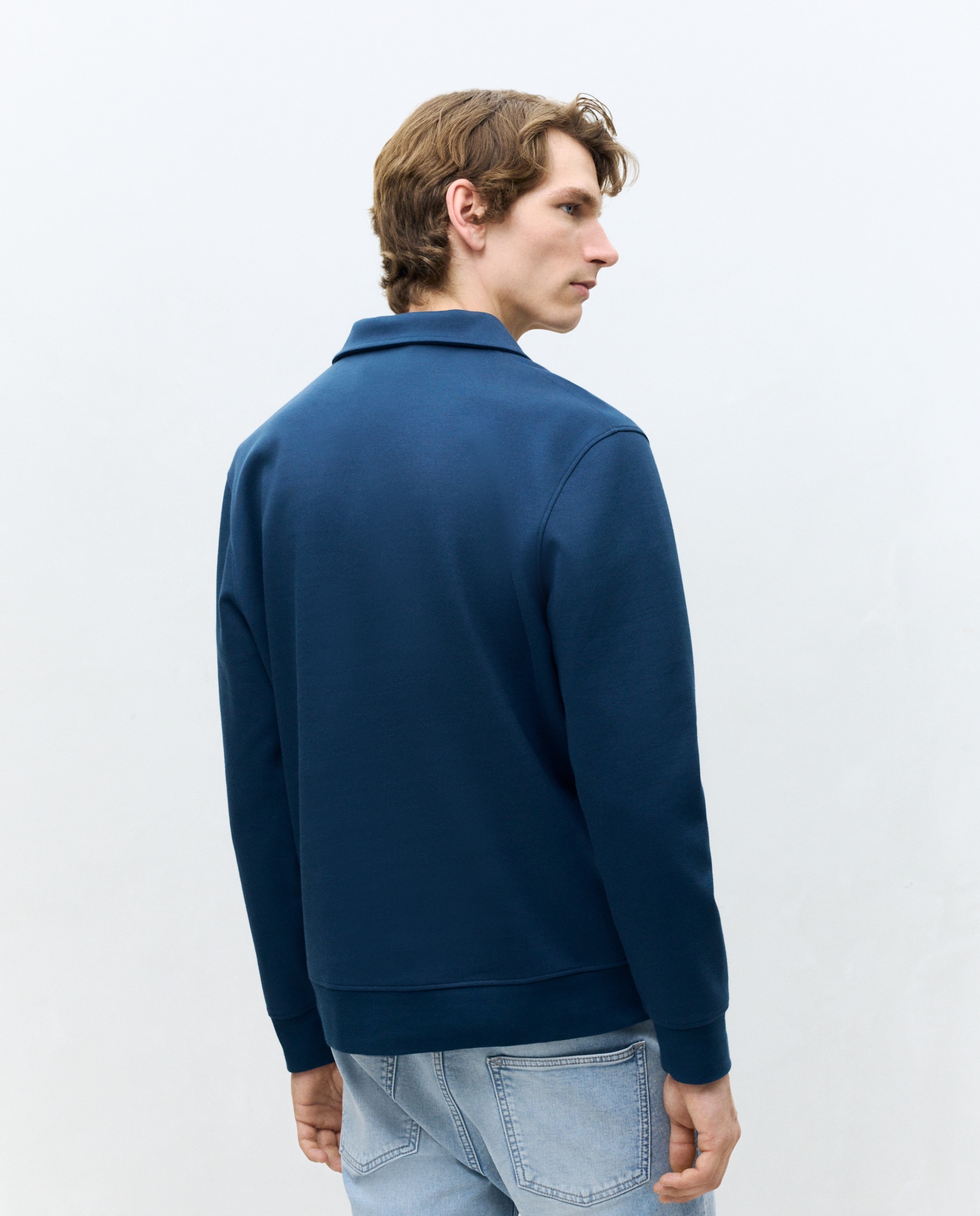 Sudadera cuello polo hombre. - Dustin - Azul marino Azul marino-4