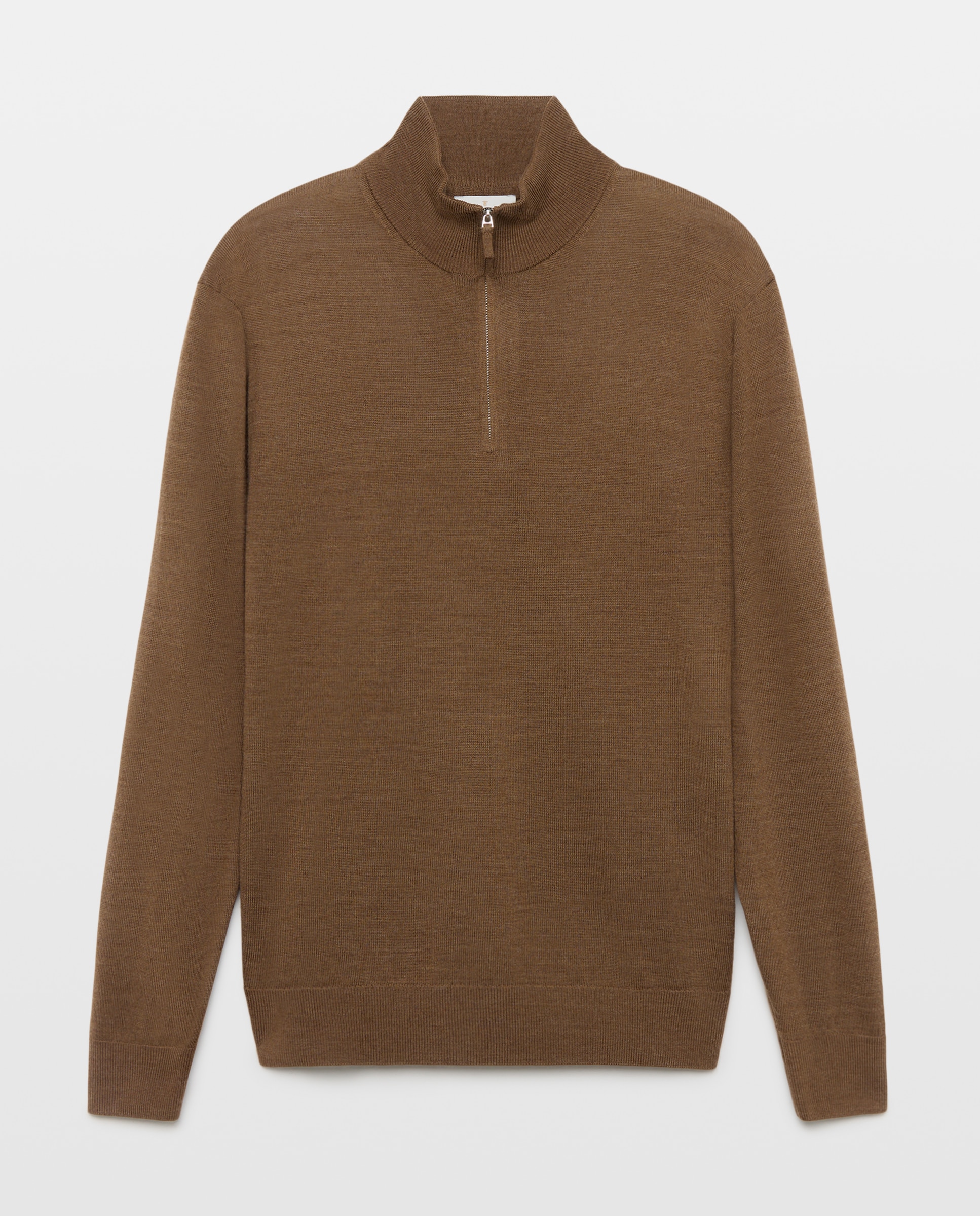 Jersey cuello semicisne lavable 100% lana merino de hombre - Emidio Tucci - Marrón Marrón-4