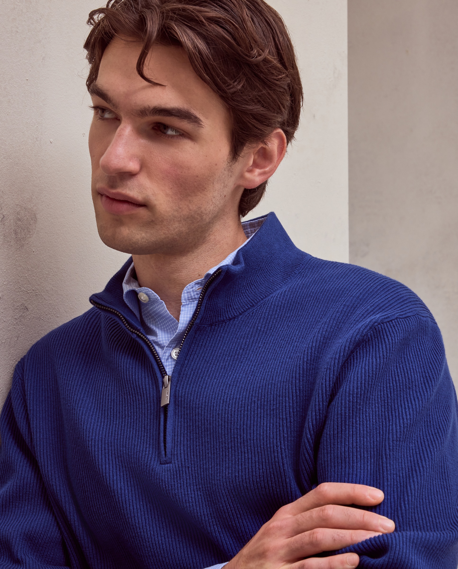 Sueter media cremallera hombre. - Dustin - Azul Azul-2