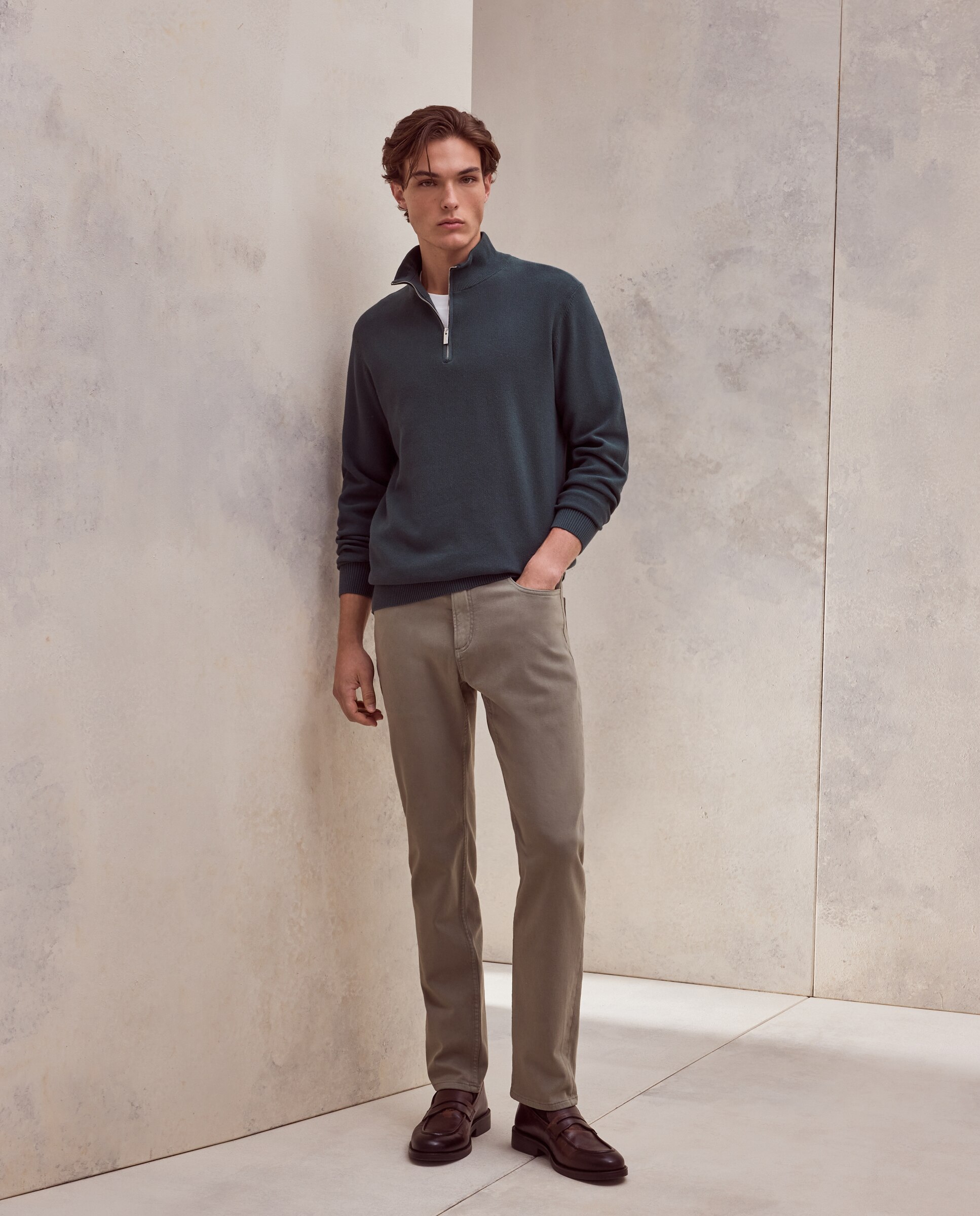 Sueter media cremallera hombre. - Dustin - Verde Verde-2