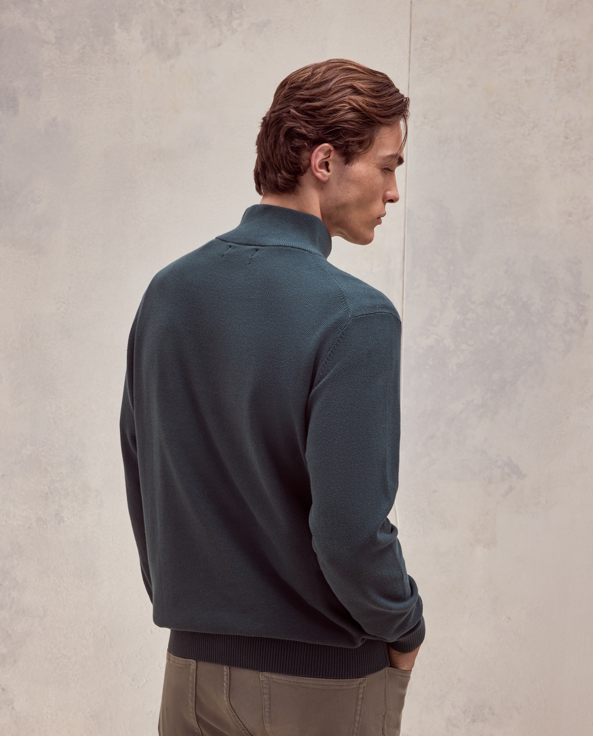 Sueter media cremallera hombre. - Dustin - Verde Verde-3