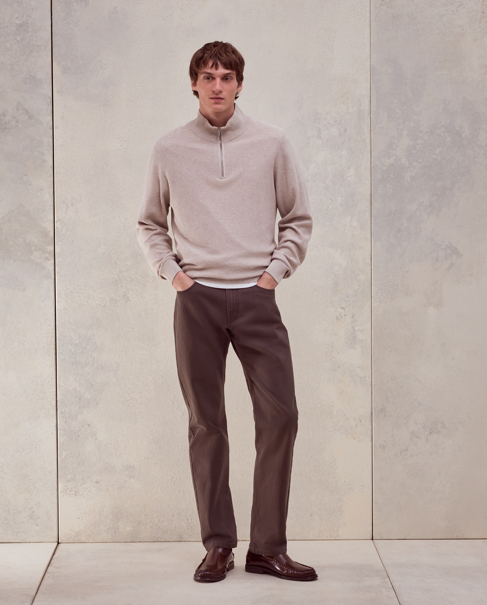 Sueter media cremallera hombre. - Dustin - Crudo Crudo-1