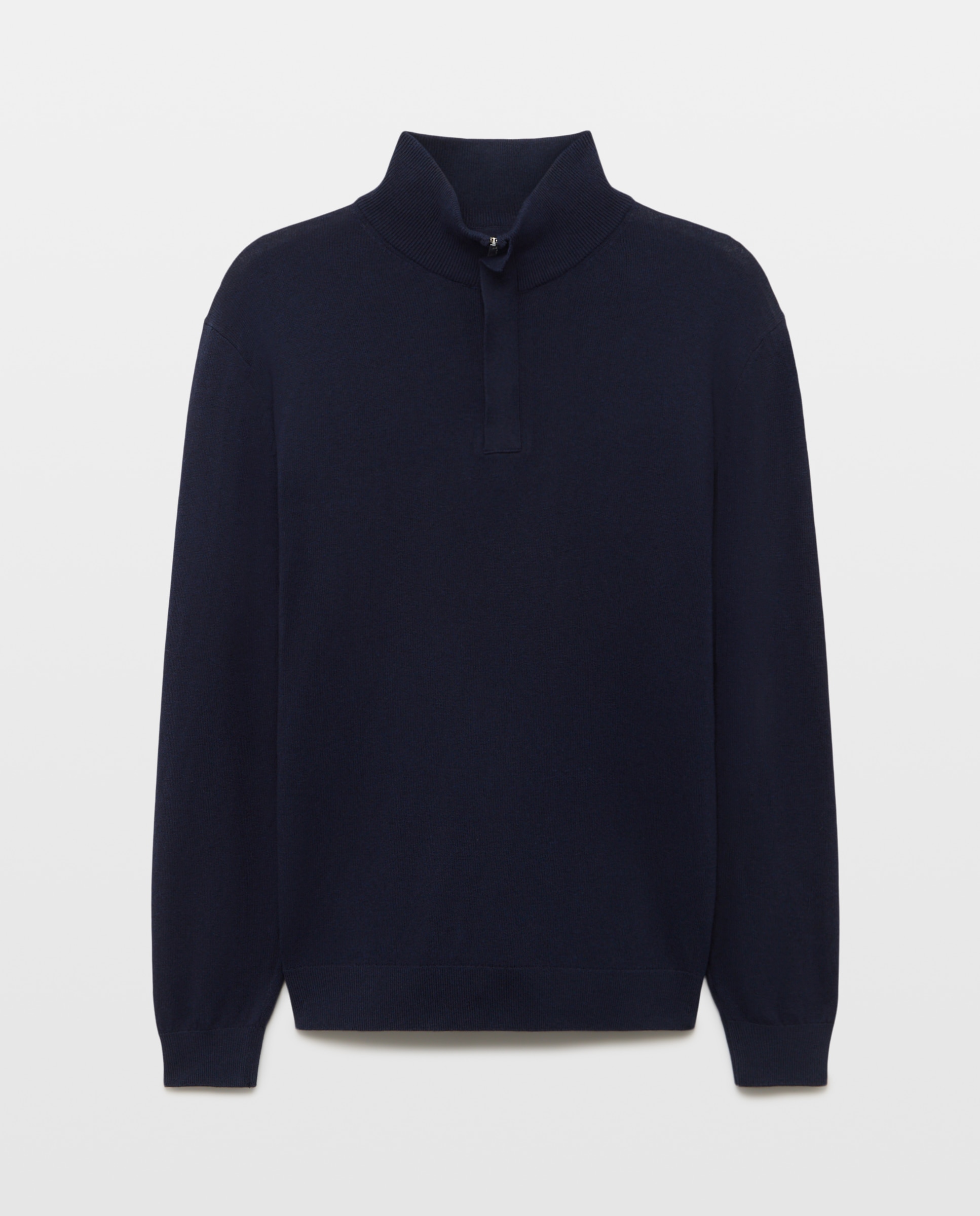 Jersey media cremallera liso algodón - Dustin - cashmere de hombre - Azul marino Azul marino-5