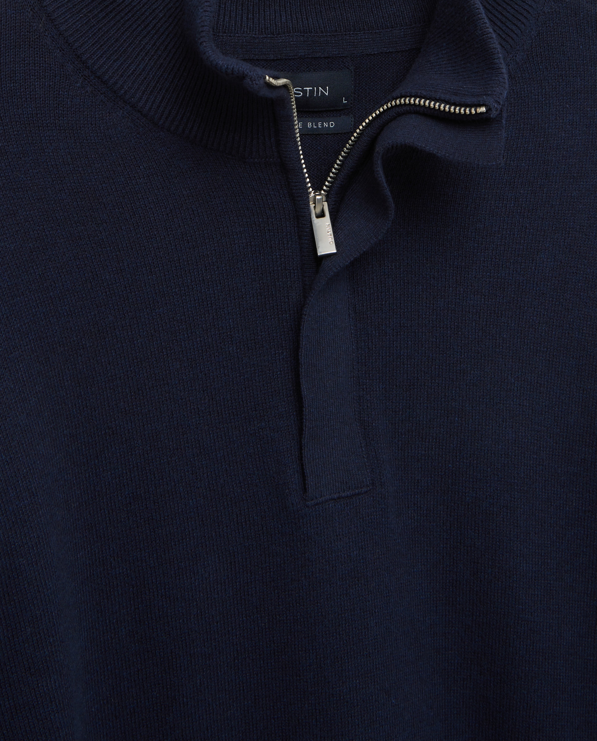 Jersey media cremallera liso algodón - Dustin - cashmere de hombre - Azul marino Azul marino-6