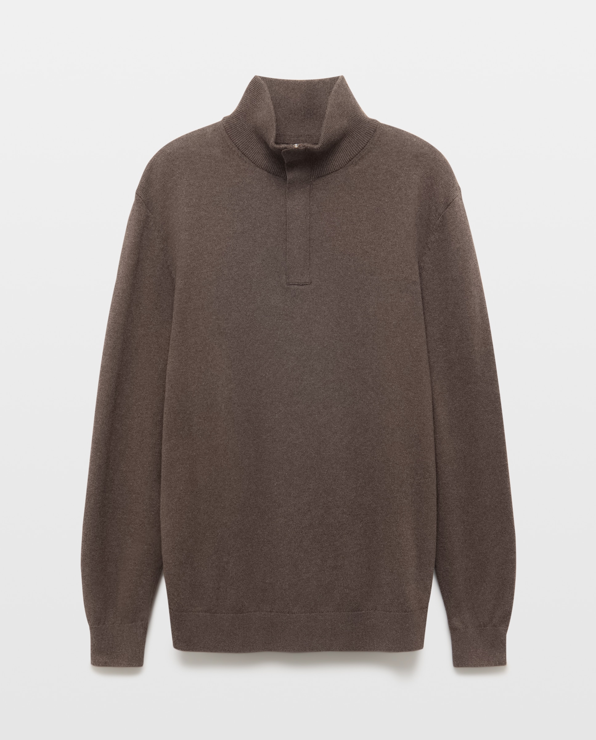 Jersey media cremallera liso algodón - Dustin - cashmere de hombre - Marrón oscuro Marrón oscuro-5
