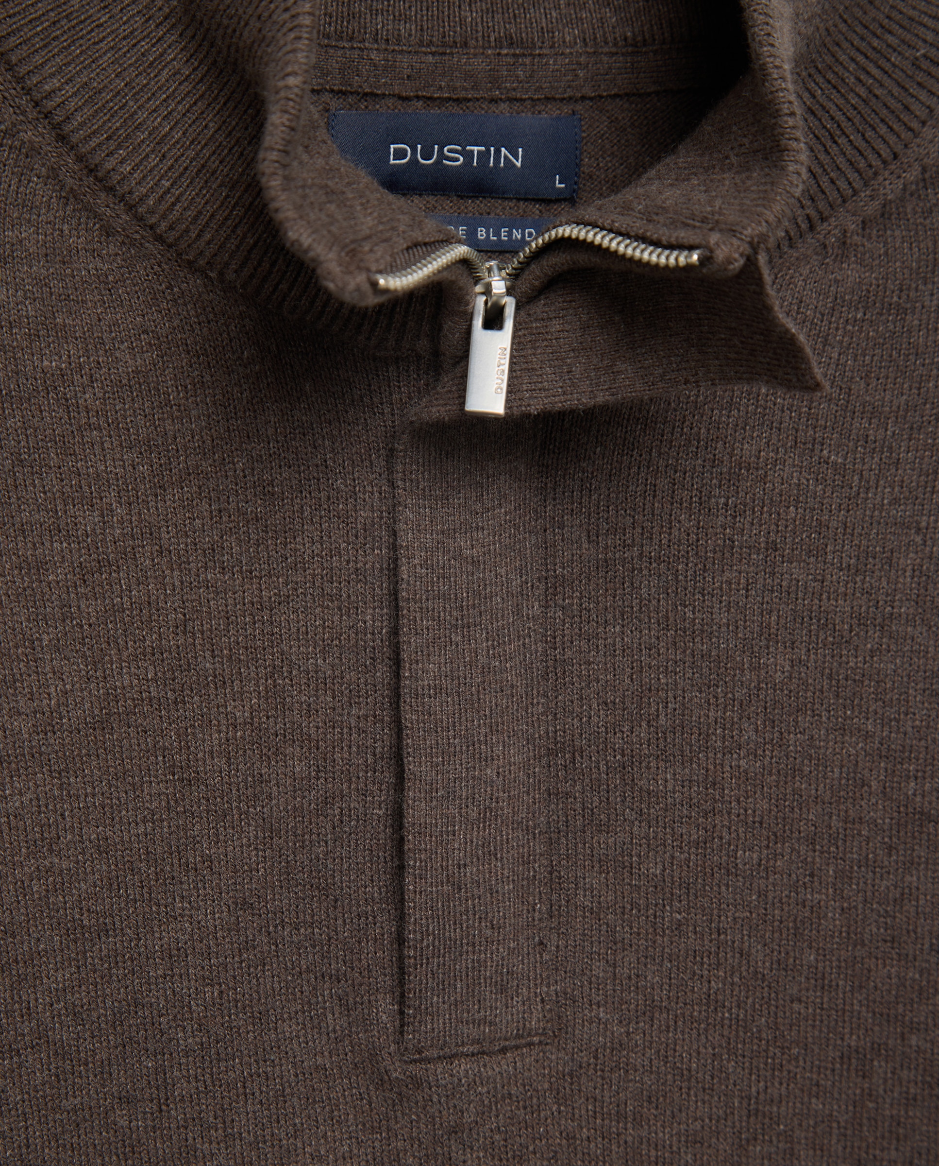 Jersey media cremallera liso algodón - Dustin - cashmere de hombre - Marrón oscuro Marrón oscuro-6
