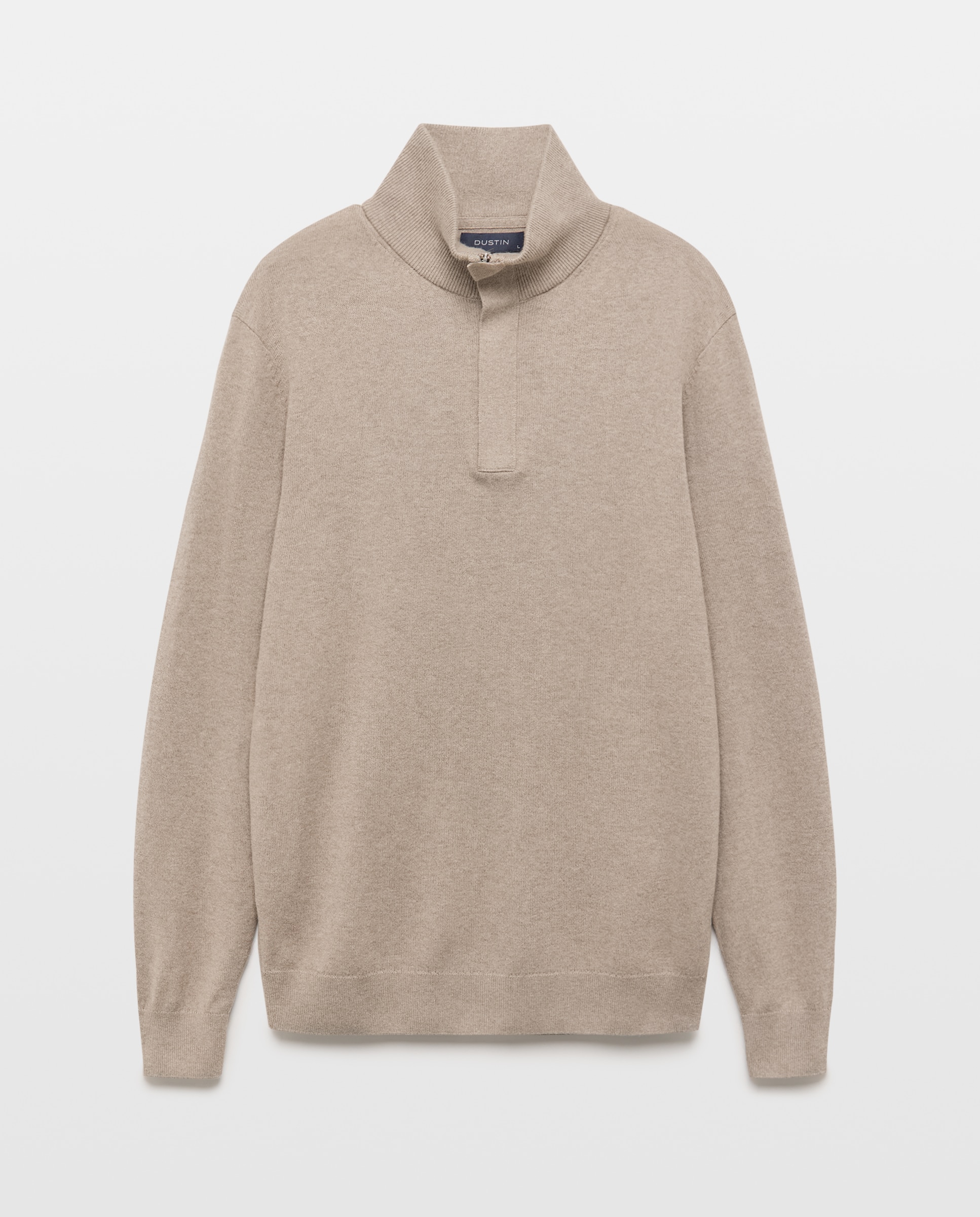 Jersey media cremallera liso algodón - Dustin - cashmere de hombre - Marrón claro Marrón claro-5