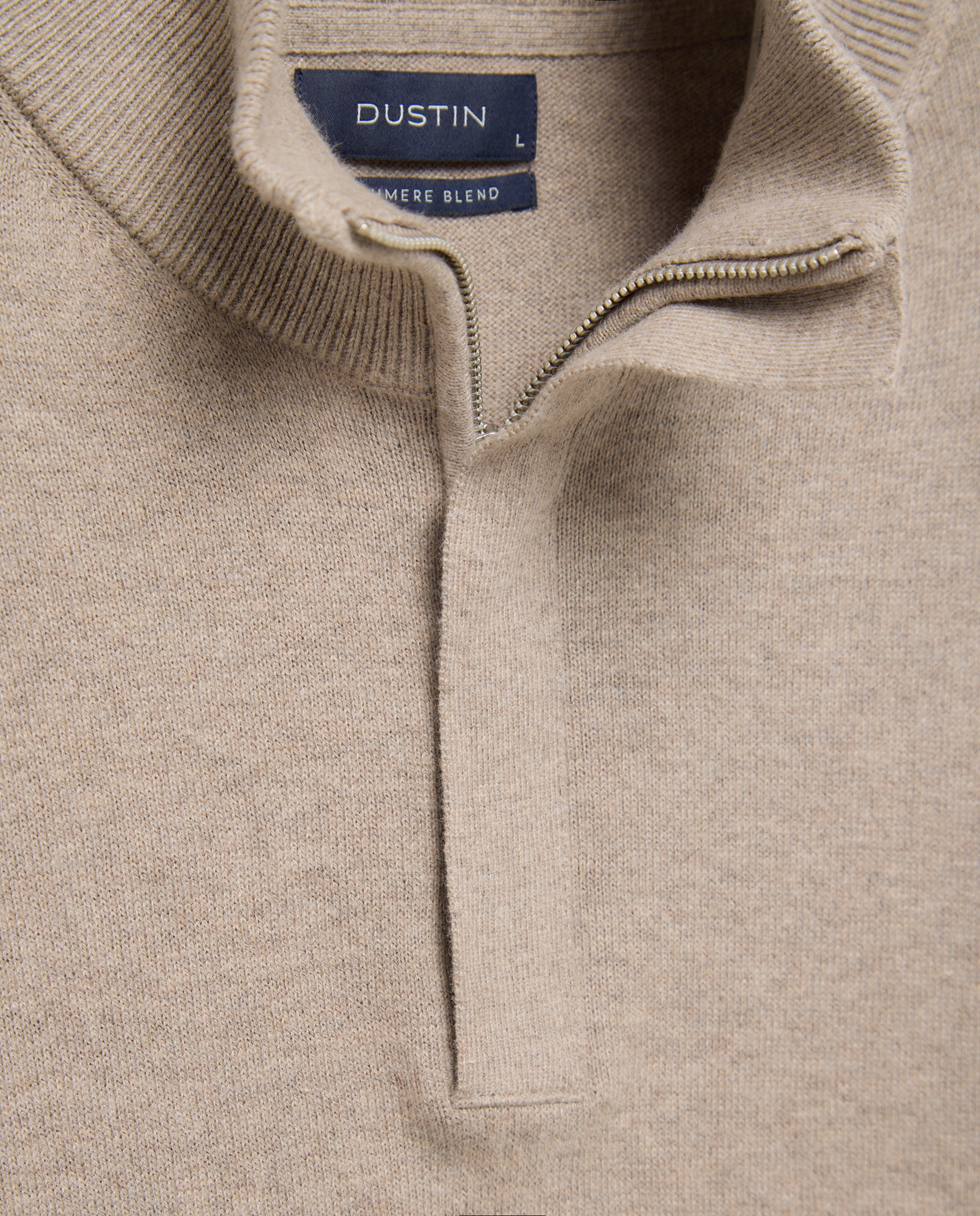 Jersey media cremallera liso algodón - Dustin - cashmere de hombre - Marrón claro Marrón claro-6