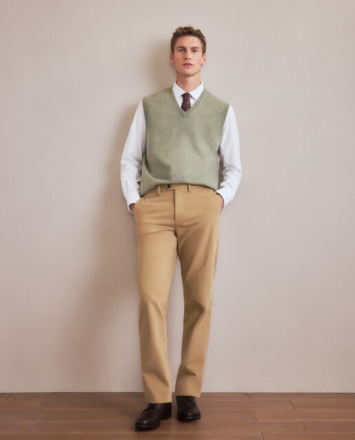 Chaleco de hombre cerrado liso cashmere