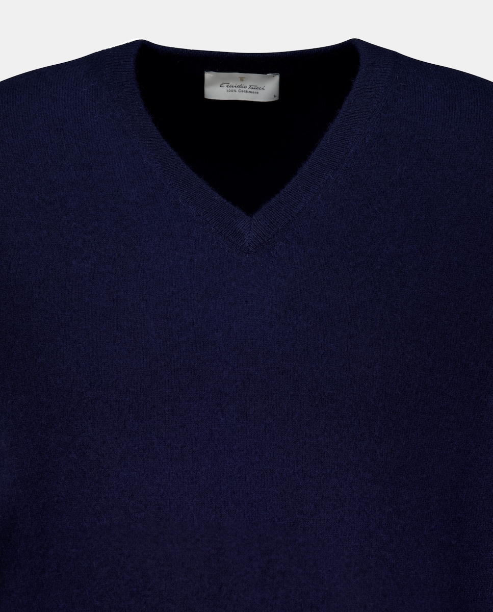Colete Fechado Liso de Caxemira Azul-marinho-5