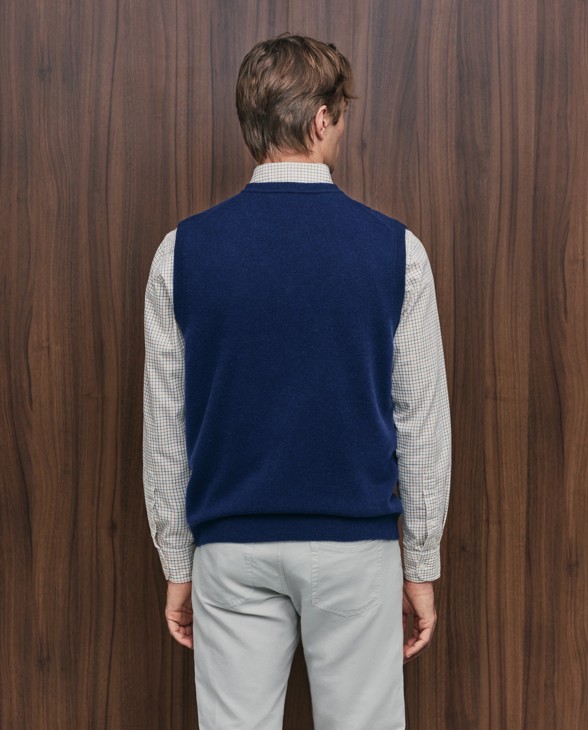 Chaleco cuello pico cerrado lana/cashmere de hombre - Emidio Tucci - Azul marino Azul marino-3