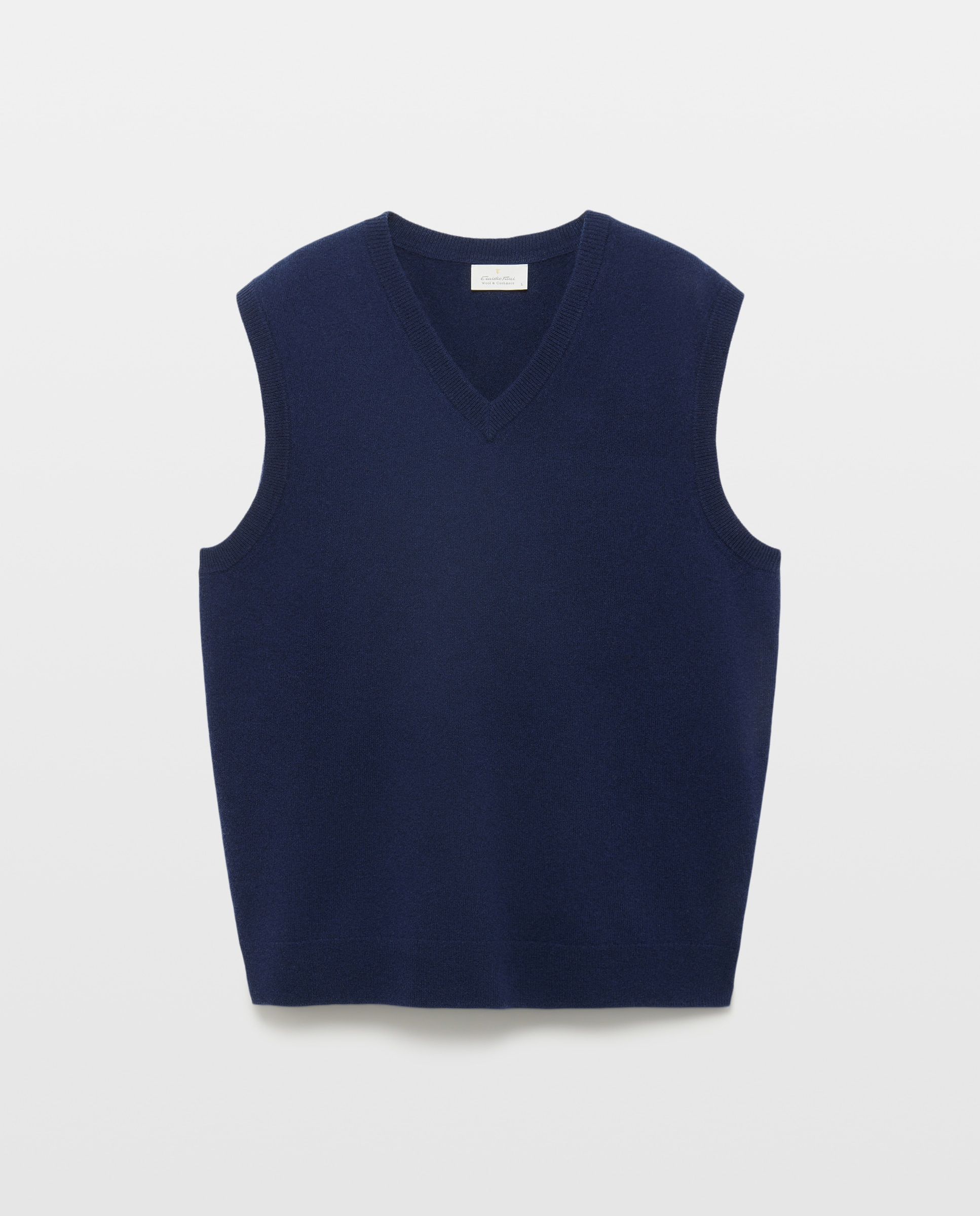 Chaleco cuello pico cerrado lana/cashmere de hombre - Emidio Tucci - Azul marino Azul marino-4