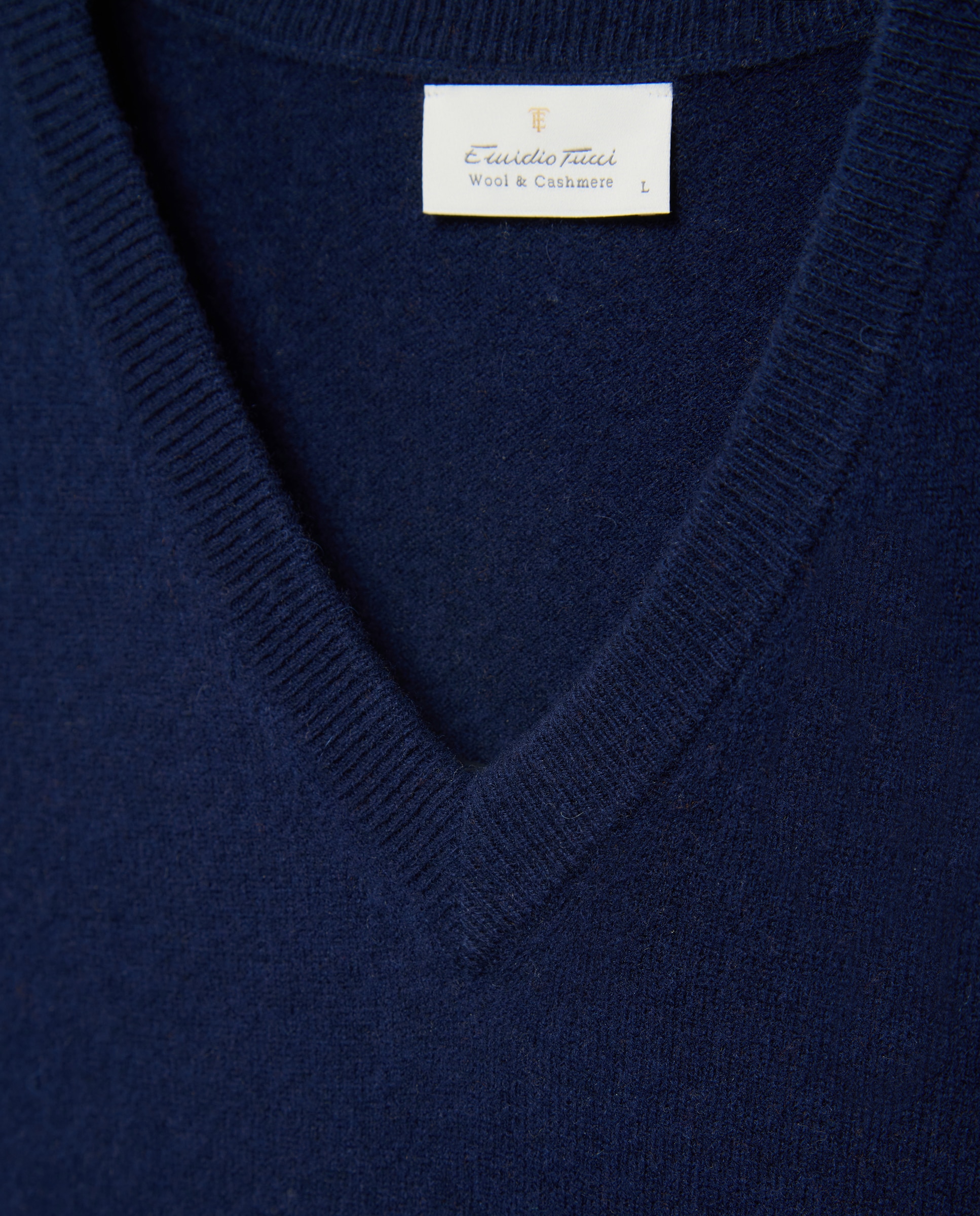 Chaleco cuello pico cerrado lana/cashmere de hombre - Emidio Tucci - Azul marino Azul marino-5