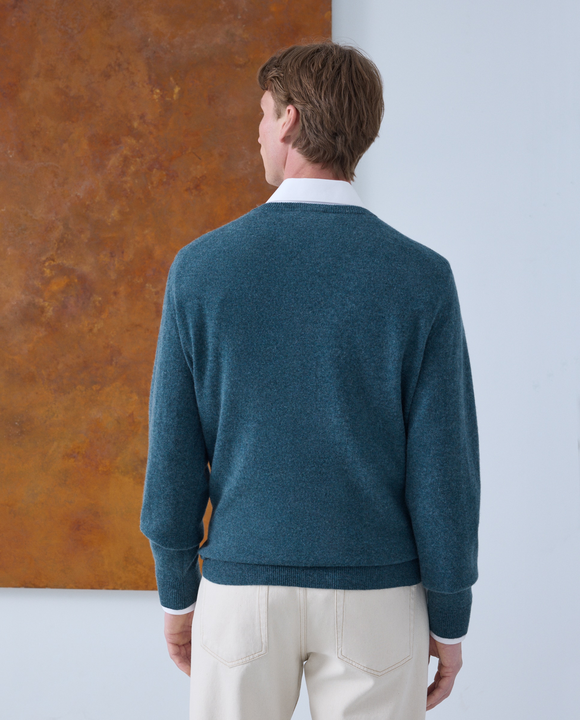 Jersey cuello pico 100% cashmere de hombre - Emidio Tucci - Verde Verde-3