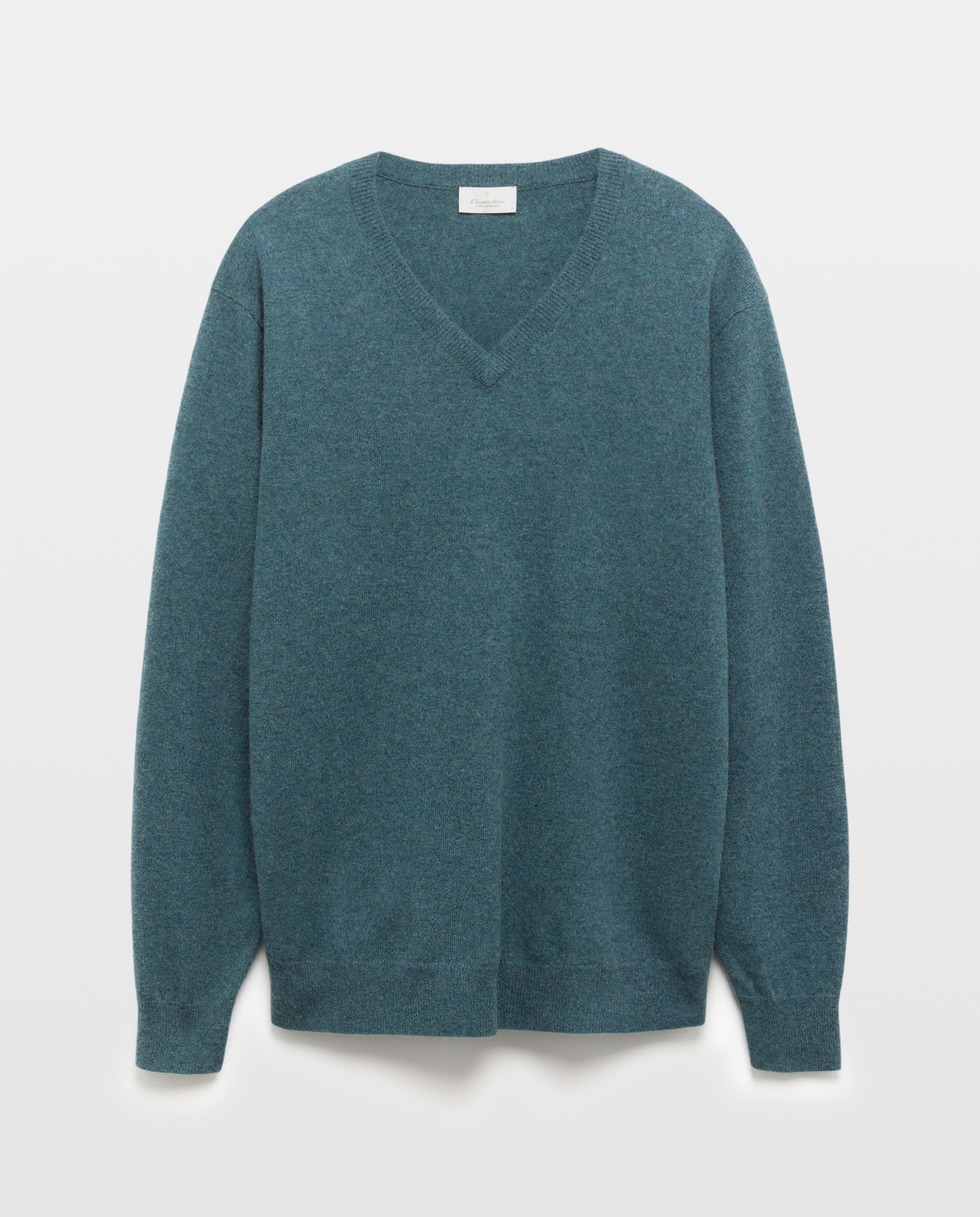 Jersey cuello pico 100% cashmere de hombre - Emidio Tucci - Verde Verde-4