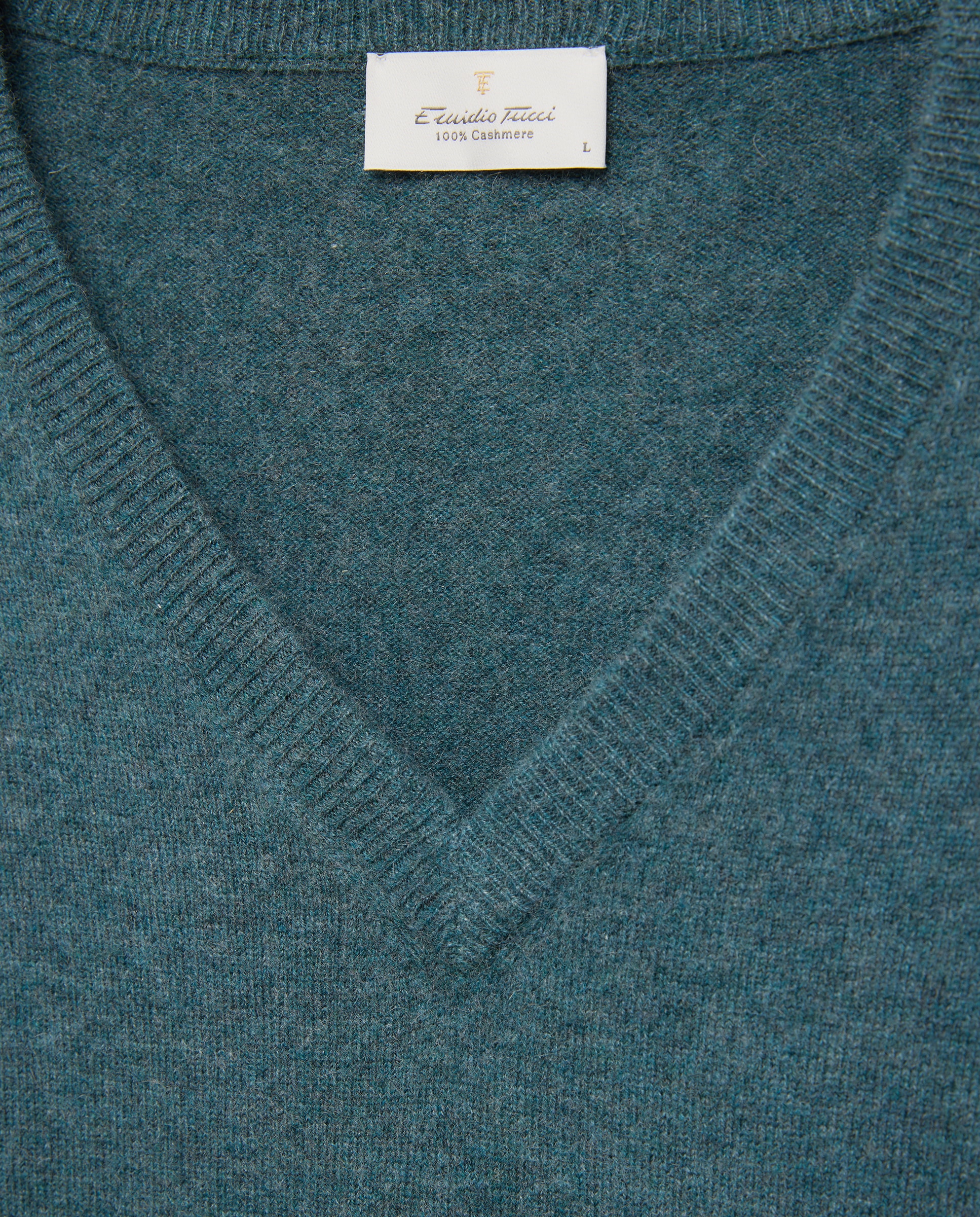 Jersey cuello pico 100% cashmere de hombre - Emidio Tucci - Verde Verde-5