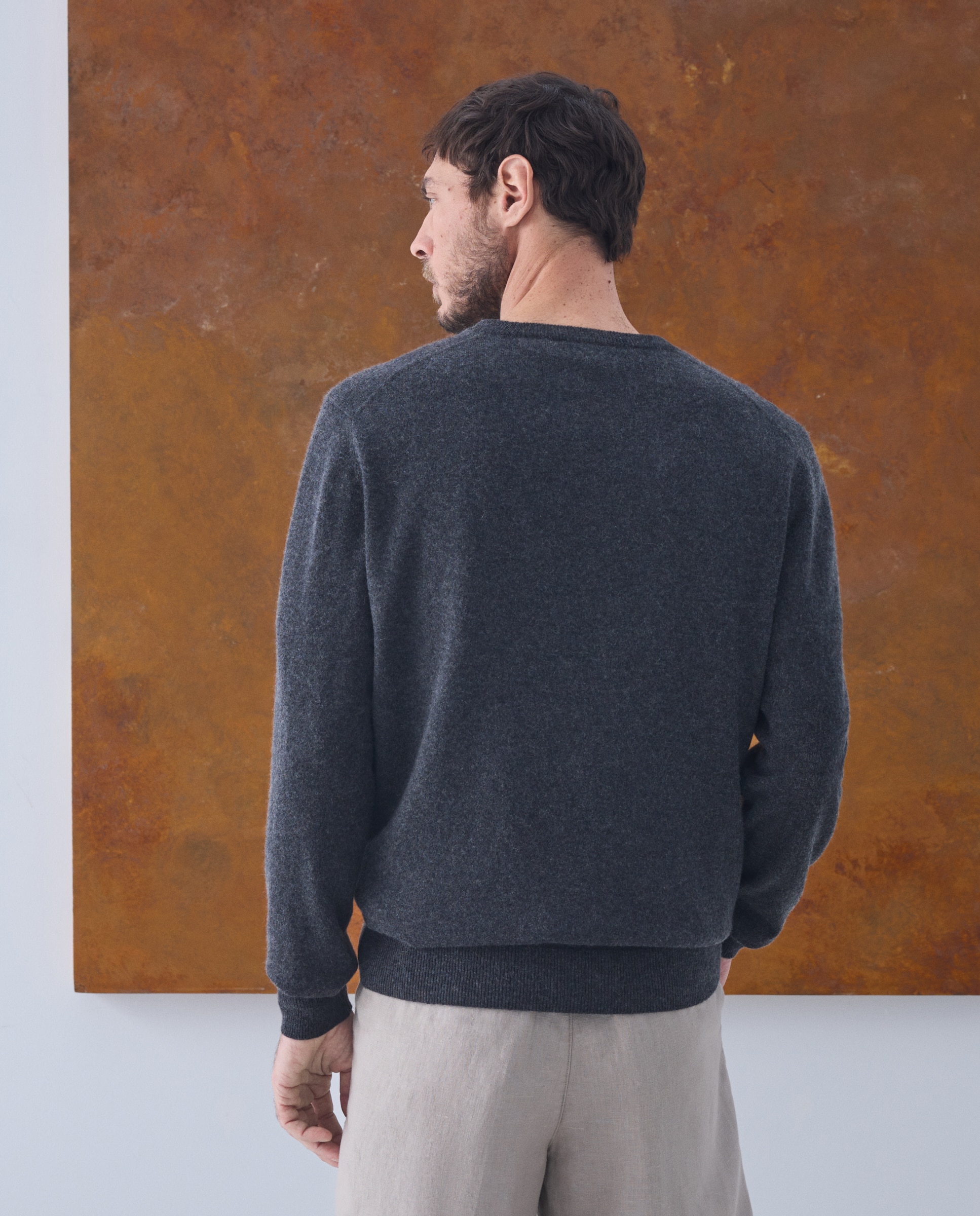 Jersey cuello pico 100% cashmere de hombre - Emidio Tucci - Gris oscuro Gris oscuro-3