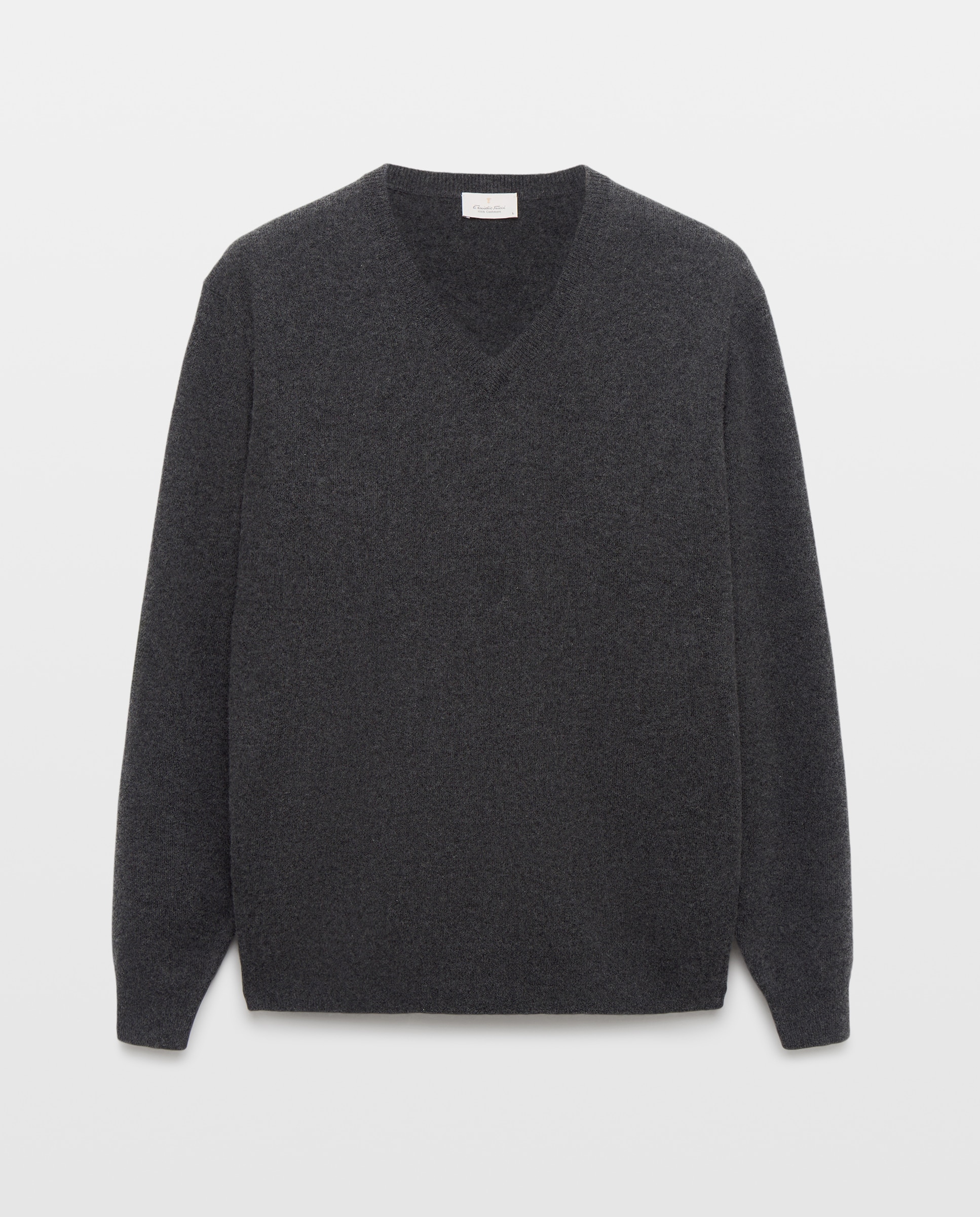 Jersey cuello pico 100% cashmere de hombre - Emidio Tucci - Gris oscuro Gris oscuro-5